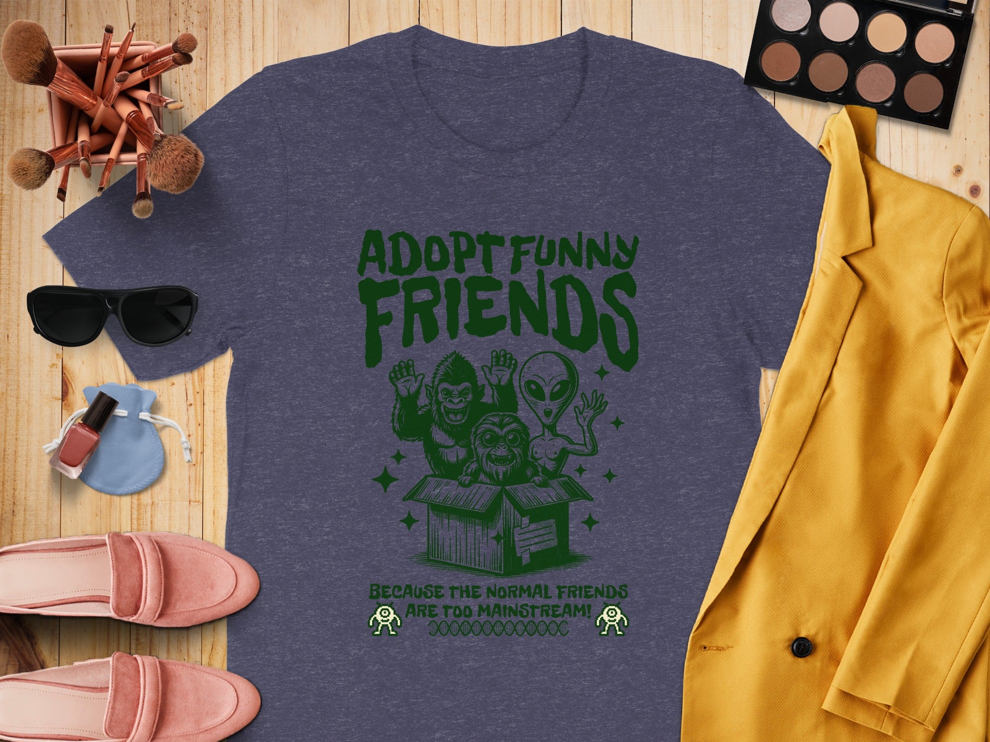 Adopt Funny Friends Alien and Monster Characters Shirt