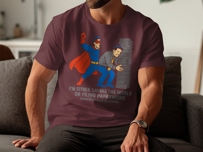 Superhero or Paperwork Funny Graphic T-Shirt product type