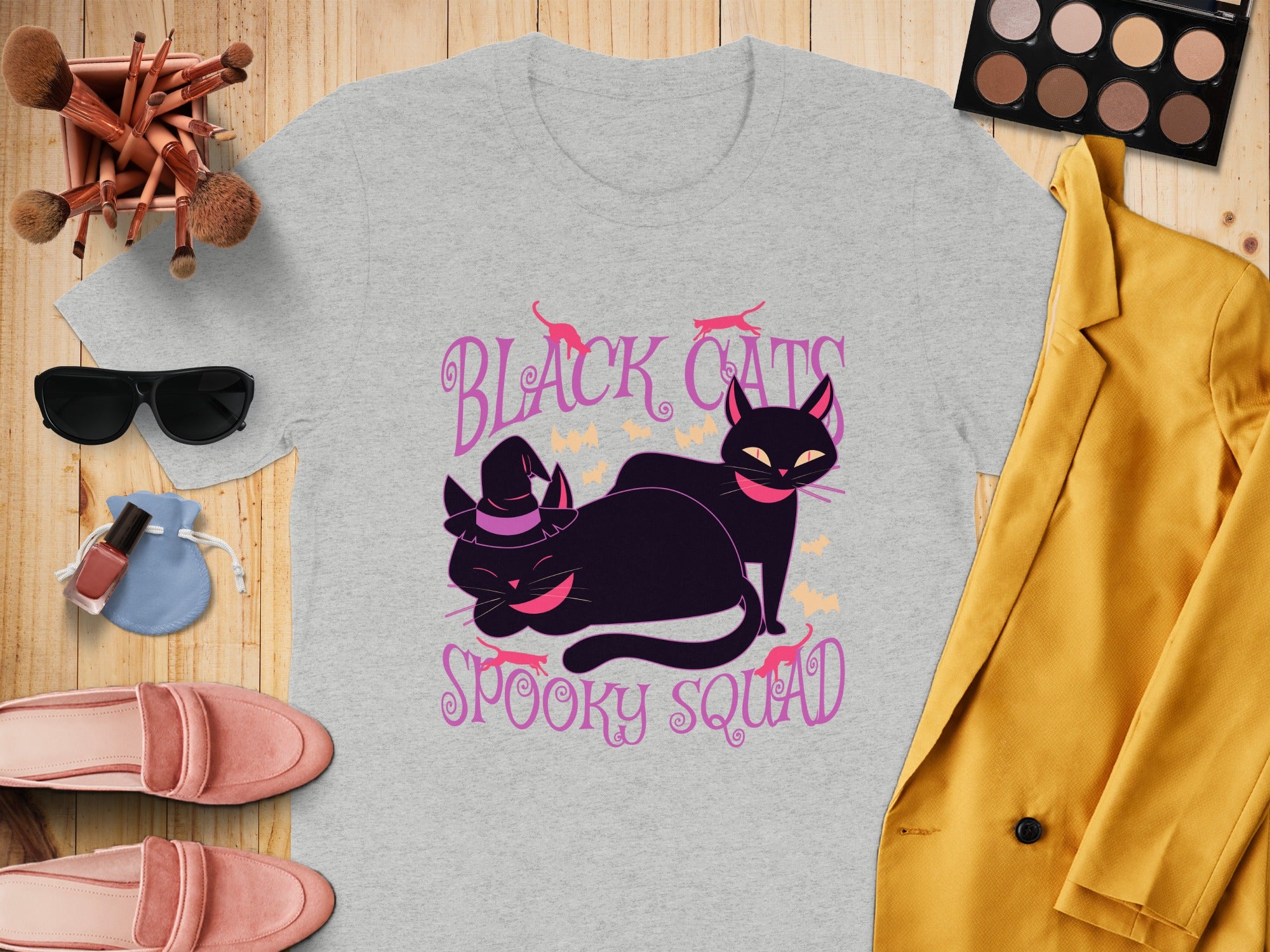 Black Cats Spooky Squad Halloween Tee Shirt product type