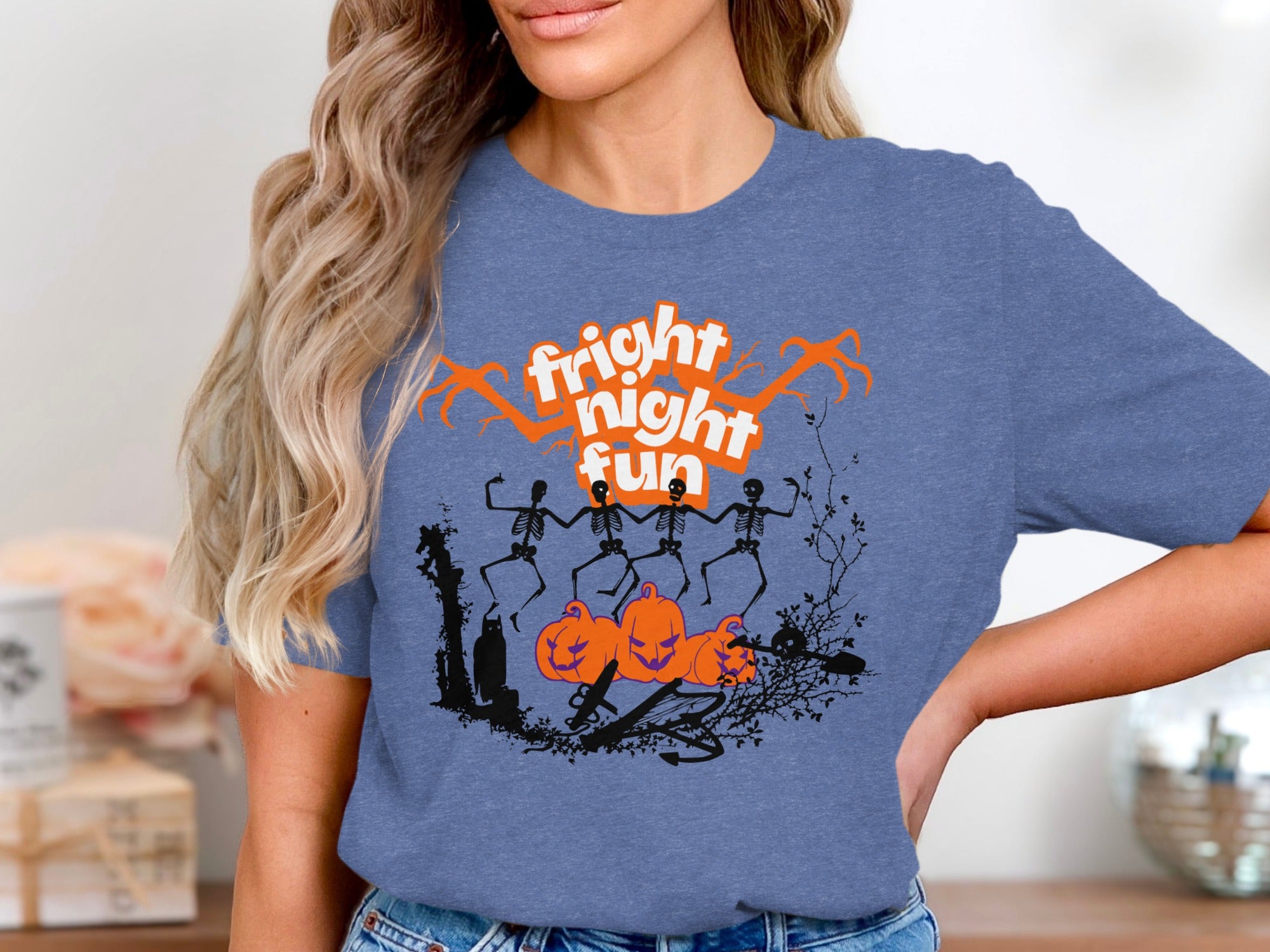 Fright Night Fun Graphic Skeletons Pumpkins T-shirt product type
