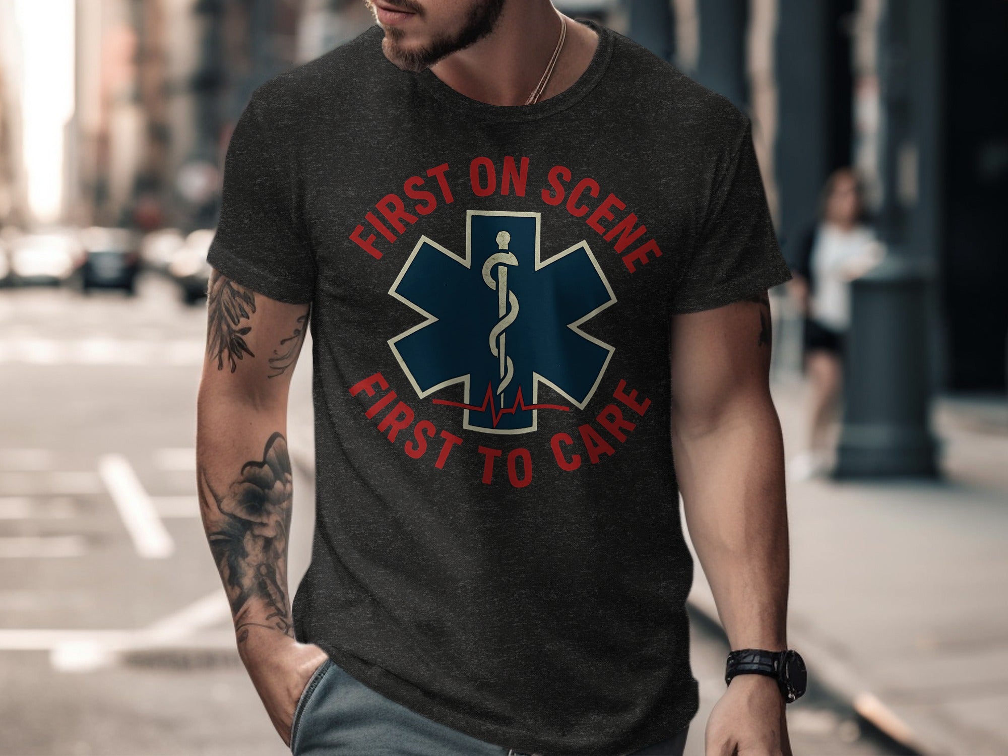 First On Scene First To Care Statement T-shirt product