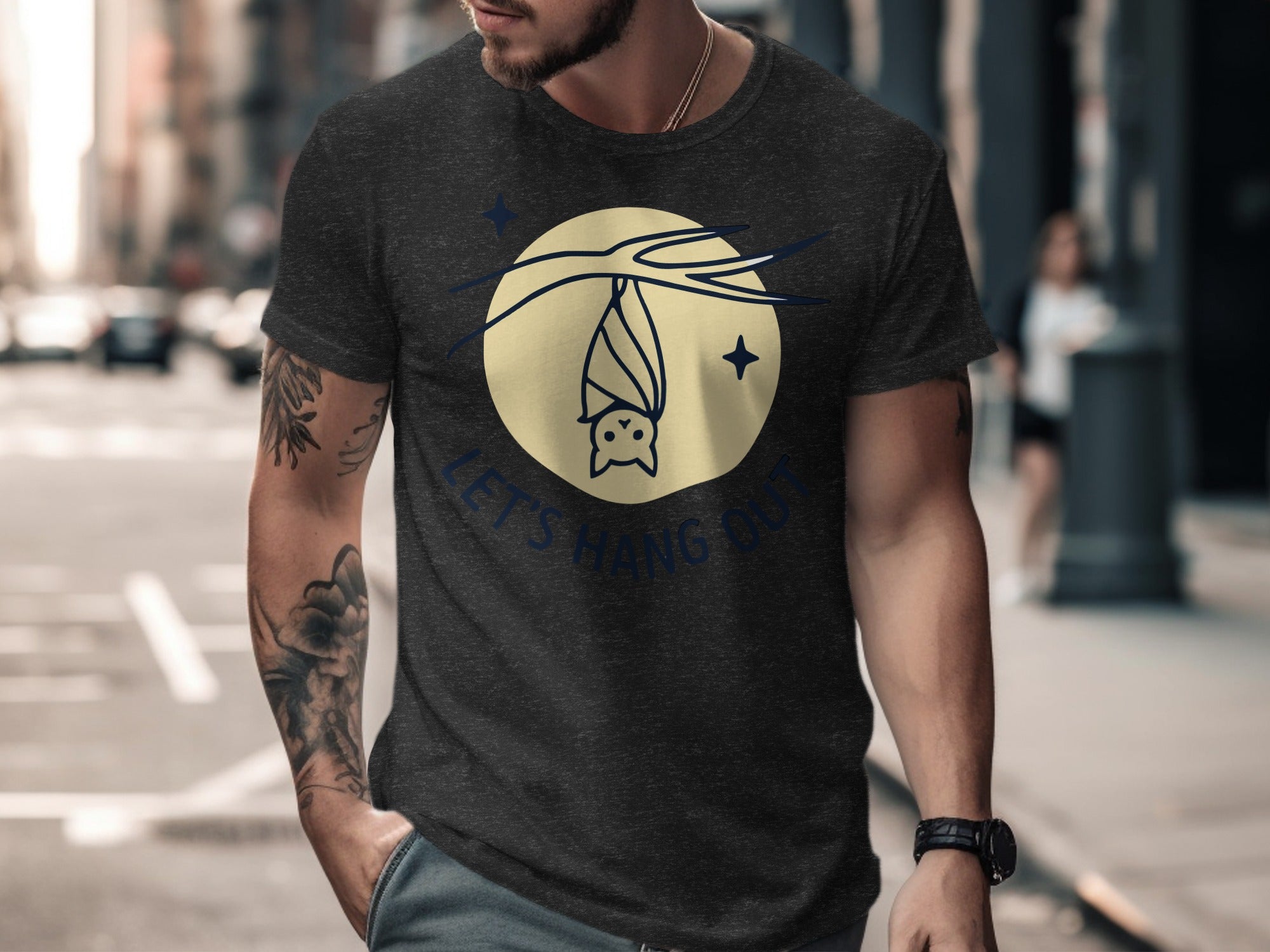 Let's Hang Out Cute Bat Illustration Tee product