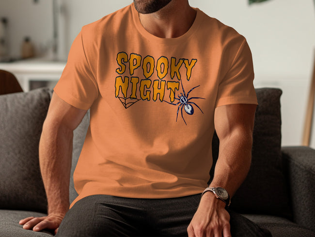 Spooky Night With Spider Graphic On T-Shirt product type