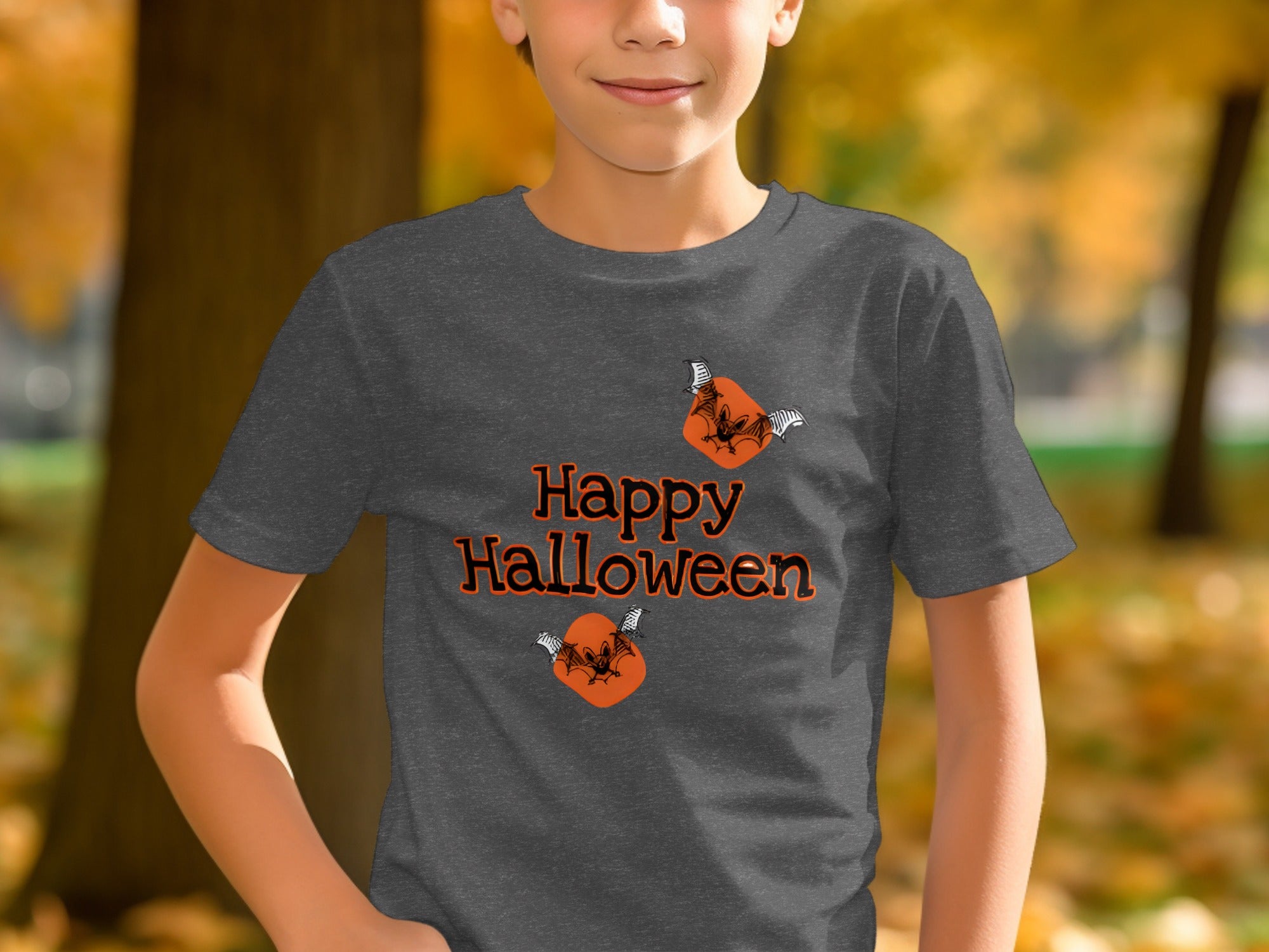 Happy Halloween Bat Festive Grey T-shirt product type