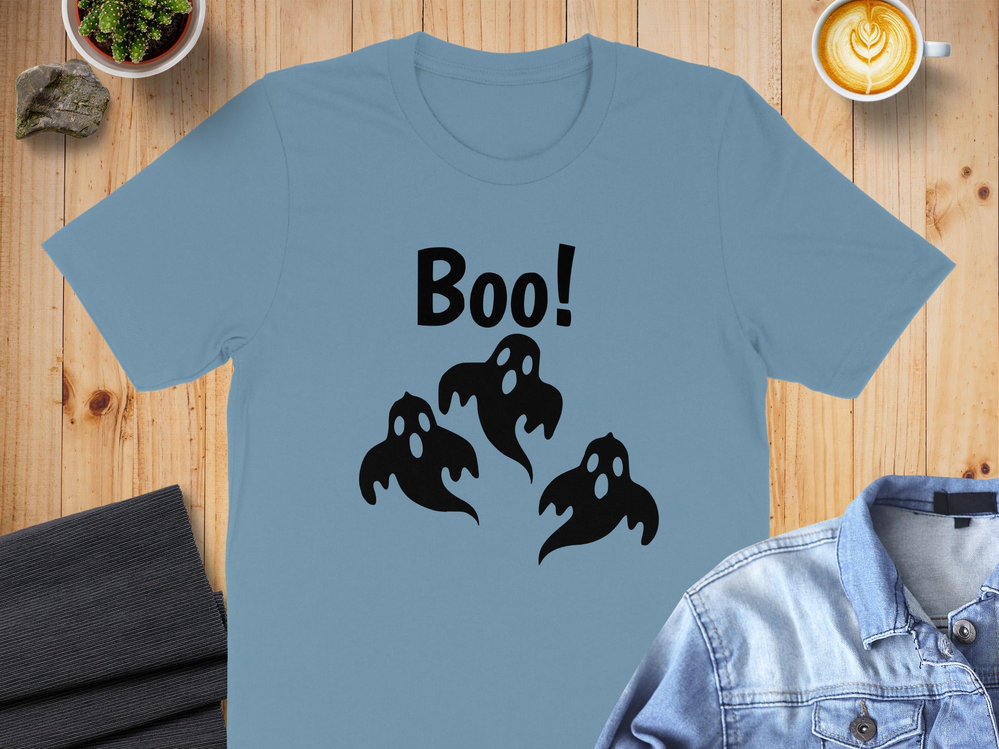 Boo Ghosts Design Light Blue Halloween T-shirt product type