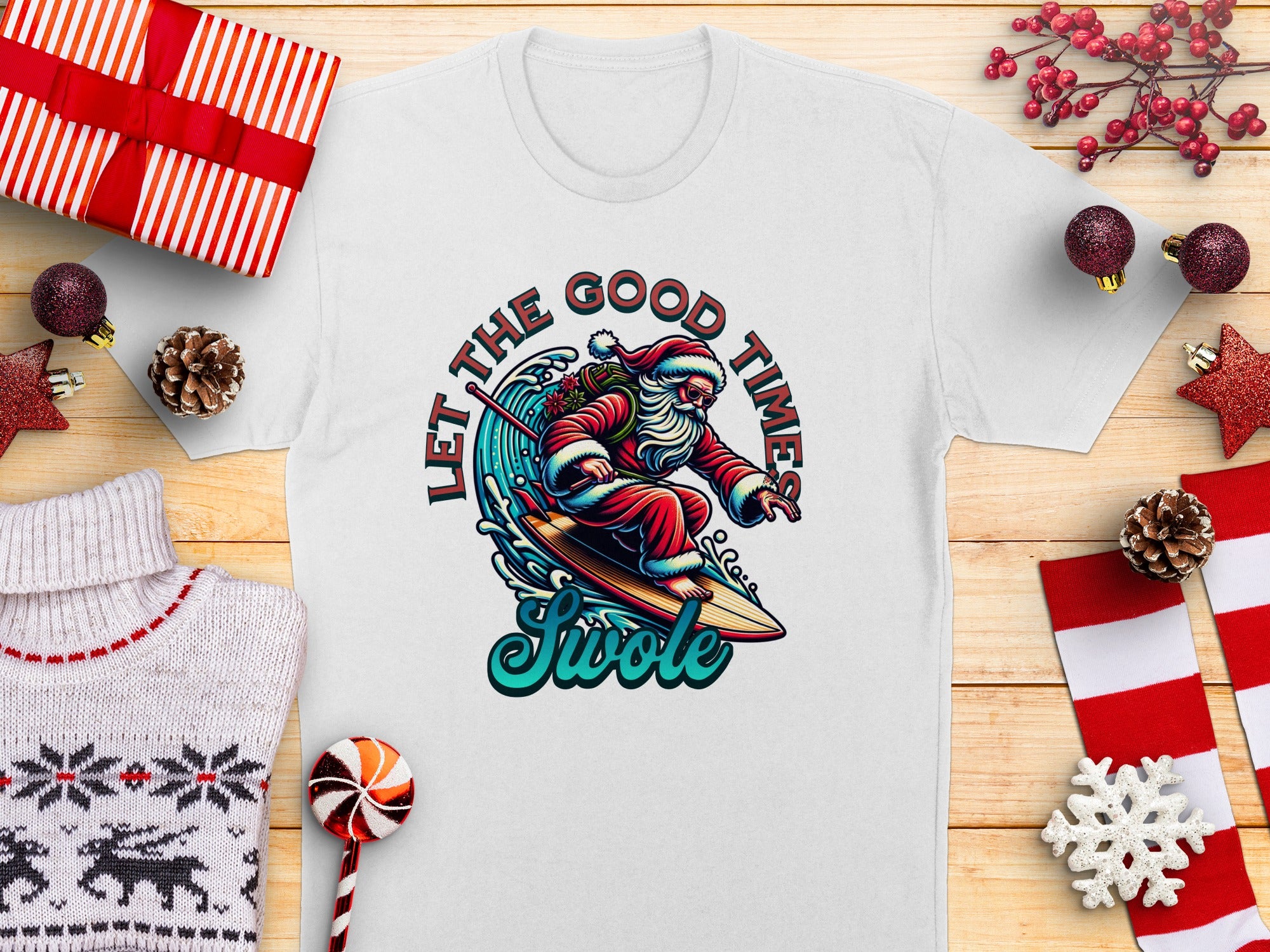 Let The Good Times Swole Santa T Shirt product type