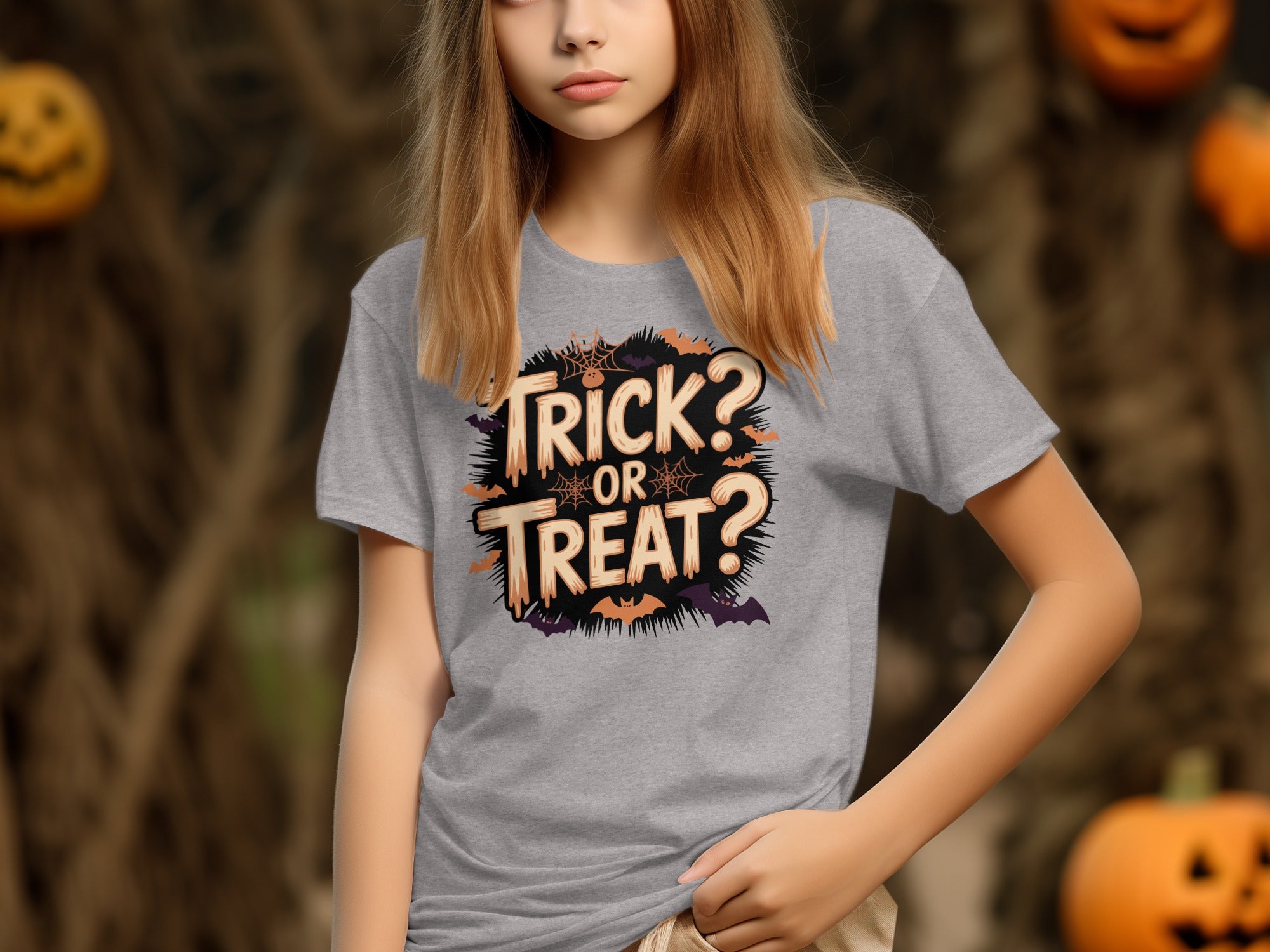 Trick or Treat Halloween Theme Grey T Shirt product