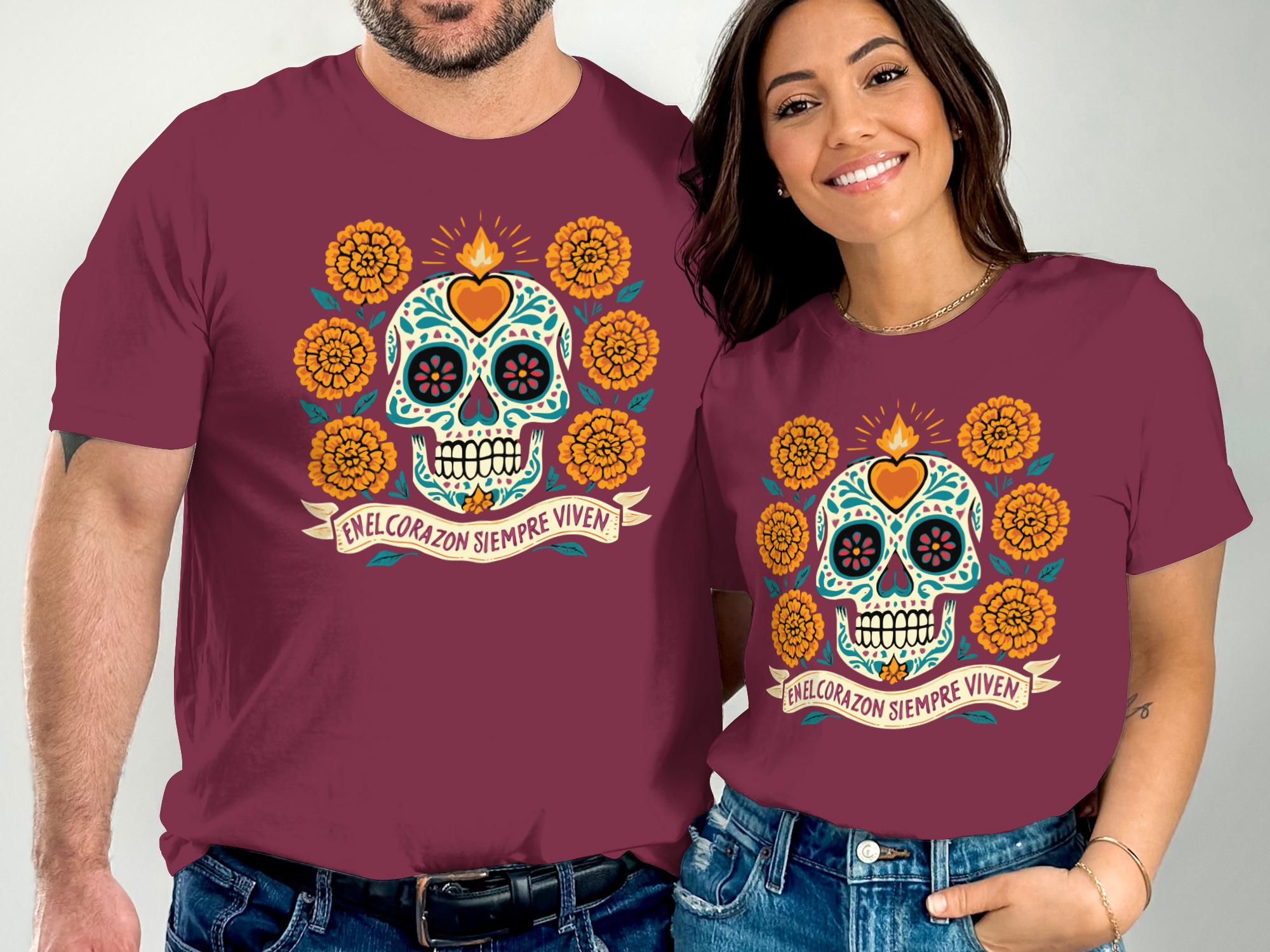 En El Corazon Siempre Viven Decorative Skull T-shirt product