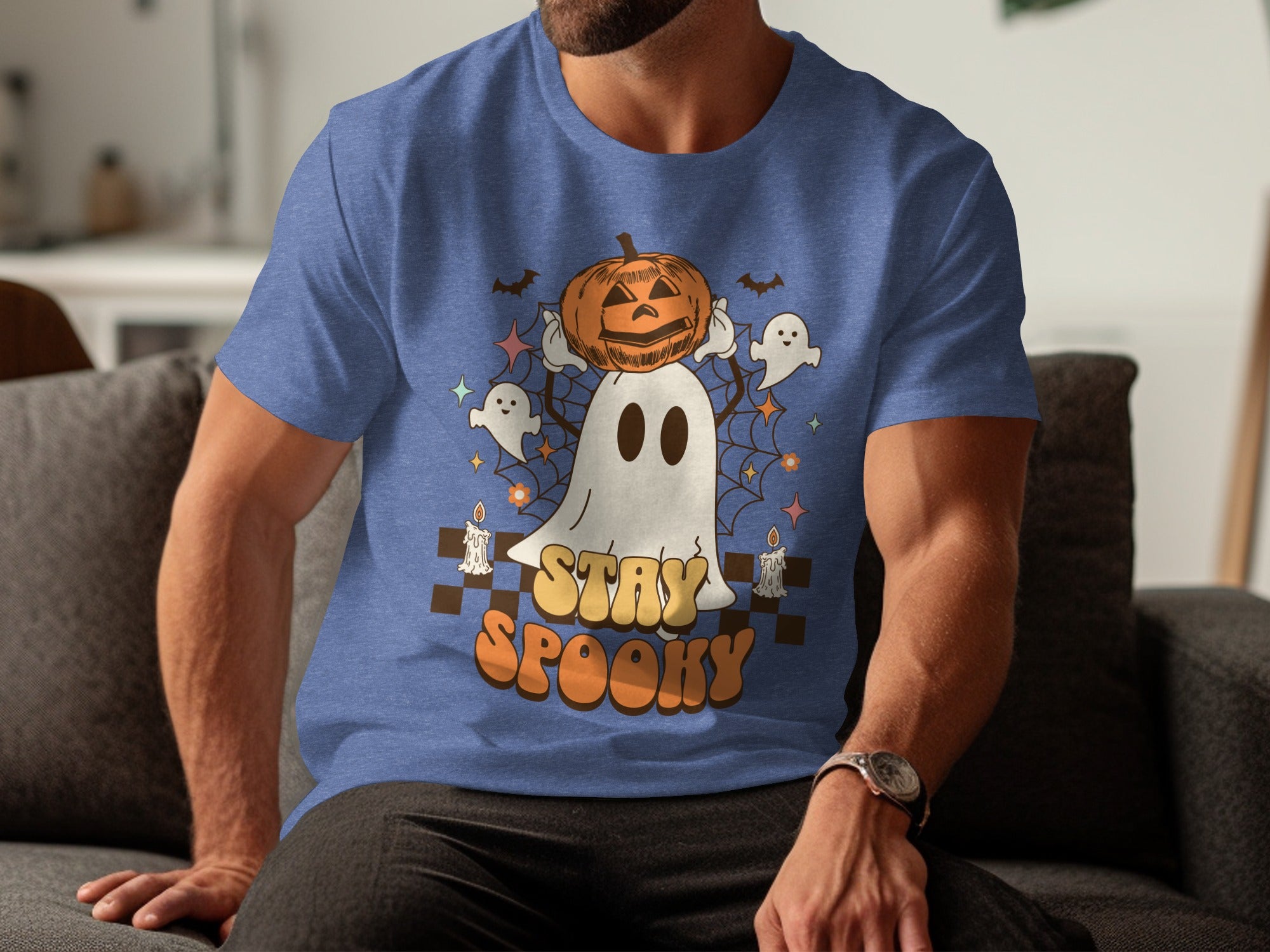 Stay Spooky Ghost and Pumpkin Graphic T-Shirt product