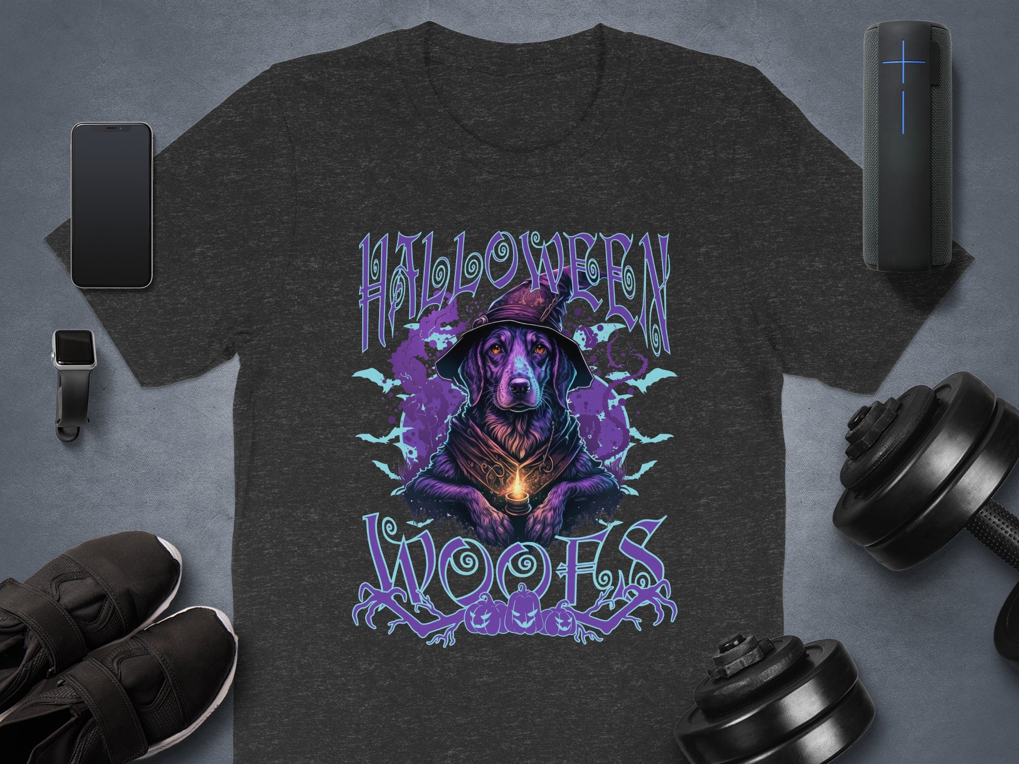 Halloween Hounds Graphic Dog and Wizard T-Shirt product