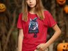 Abracadabra Cat Graphic Red Halloween T-shirt product