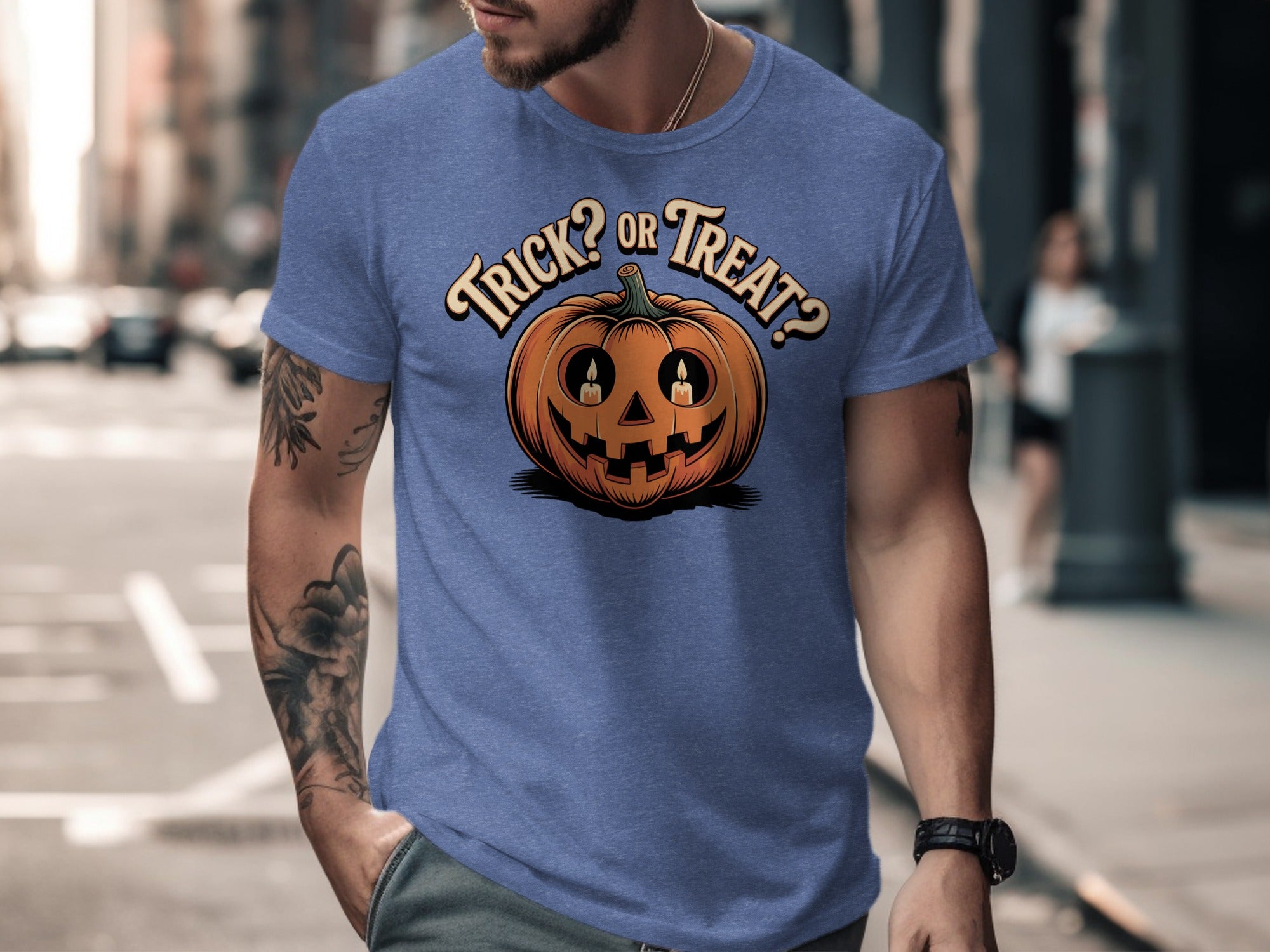 Trick? Or Treat? Pumpkin Halloween T-Shirt product type