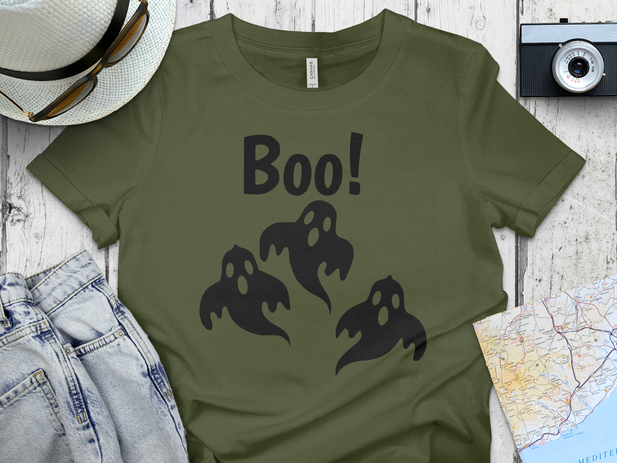 Boo with Ghosts Print Graphic T-Shirt product type