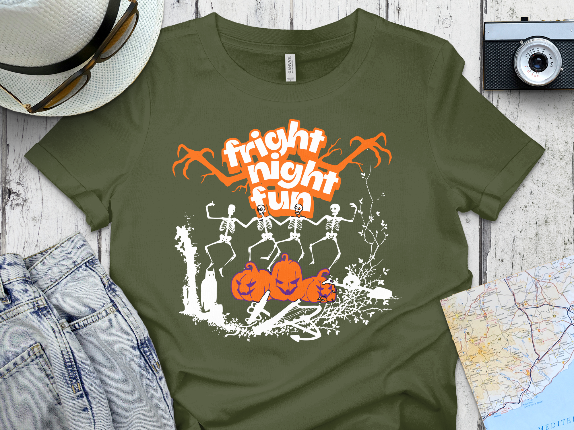 Halloween Fright Night Fun Skeletons Themed Shirt