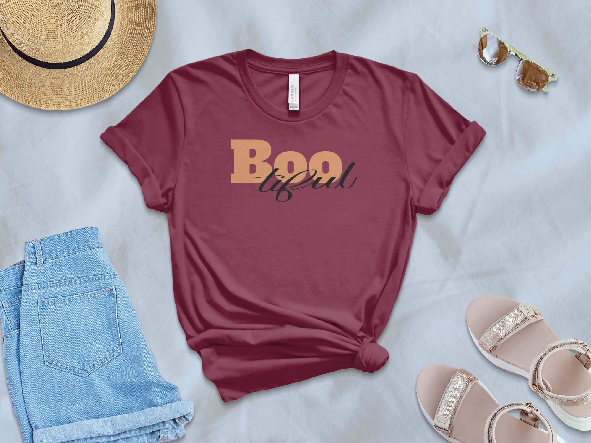 Beautiful Boo Graphic Tee Perfect Autumn Apparel Product Type