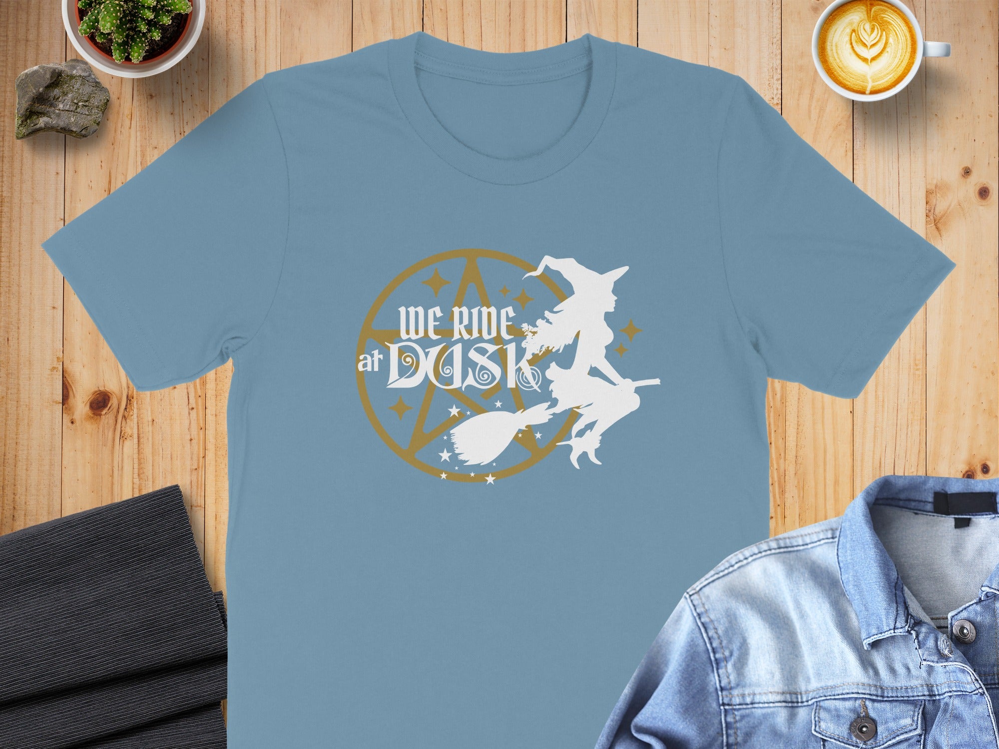 We Ride At Dusk Broomstick Witch Silhouette T-Shirt product type