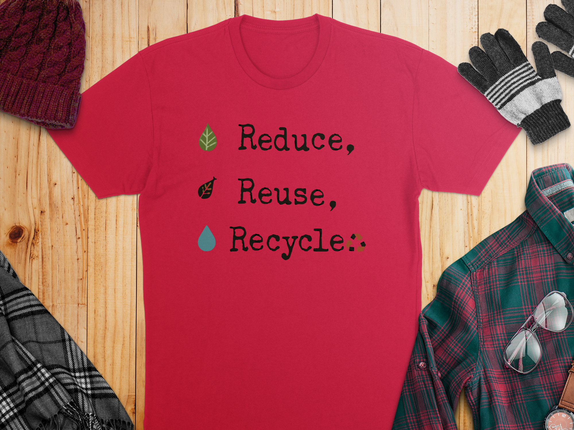 Eco-Friendly Reduce Reuse Recycle Graphic Tee