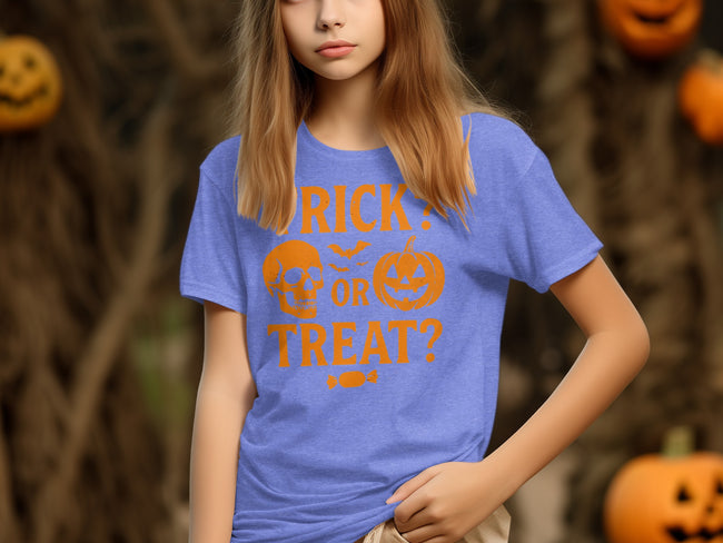 Trick or Treat Halloween Skull and Pumpkin shirt product type