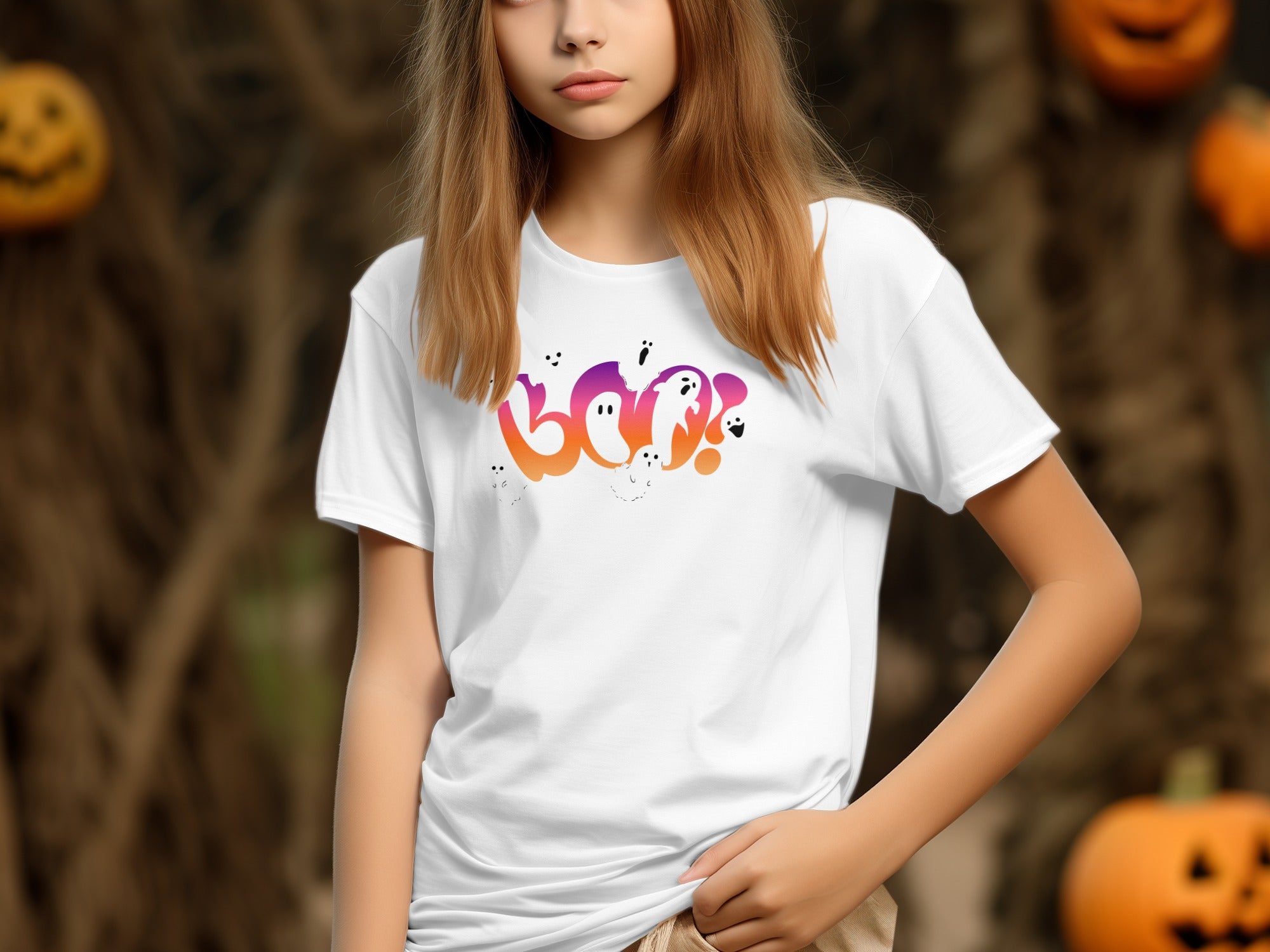 Boo! Colorful Graphic Halloween T-shirt product type