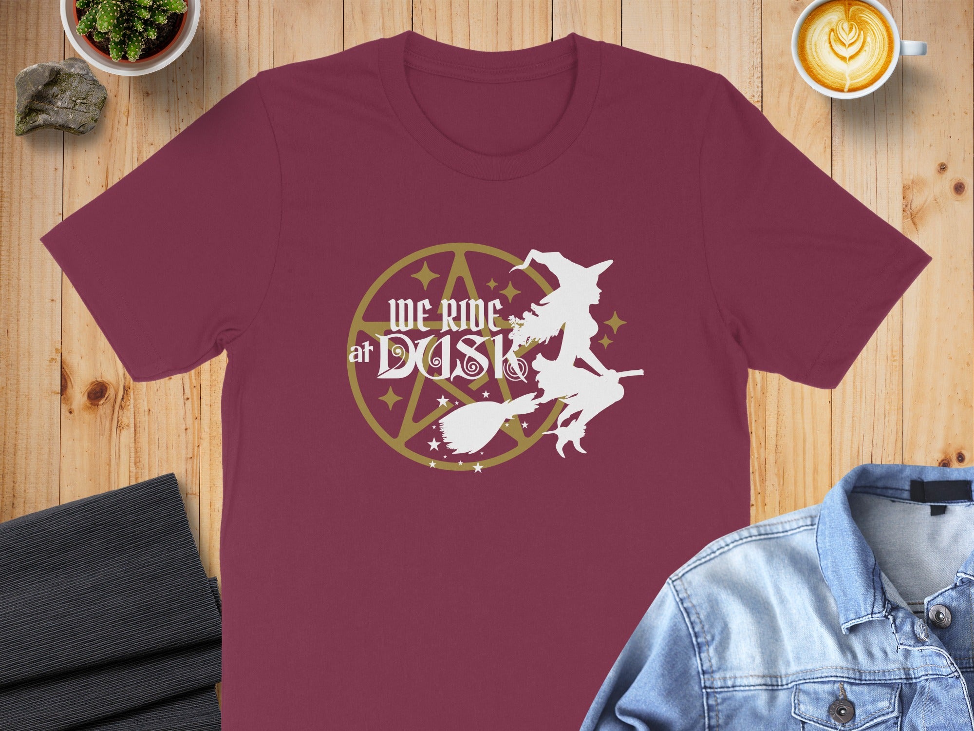 We Ride at Dusk Witch and Broomstick Graphic T-shirt product