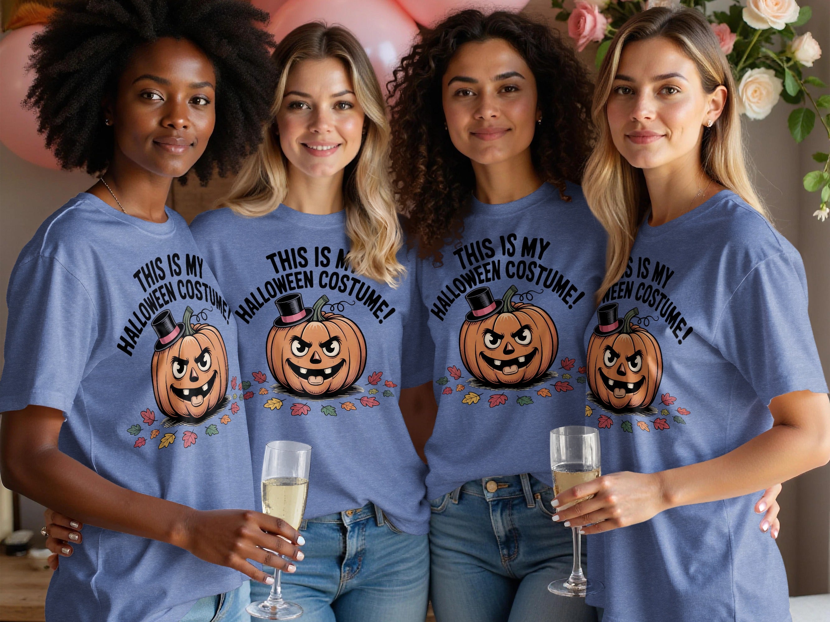 Blue T Shirt with Pumpkin Print Halloween Costume product