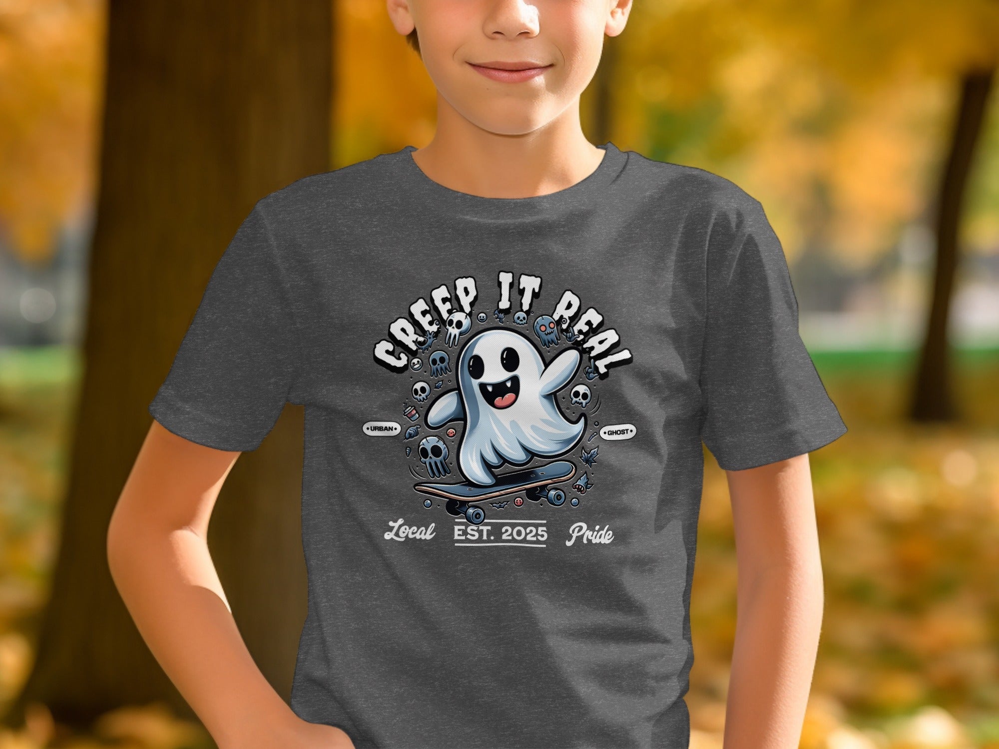 Creepy Ghost Skateboard Graphic Tee Shirt product