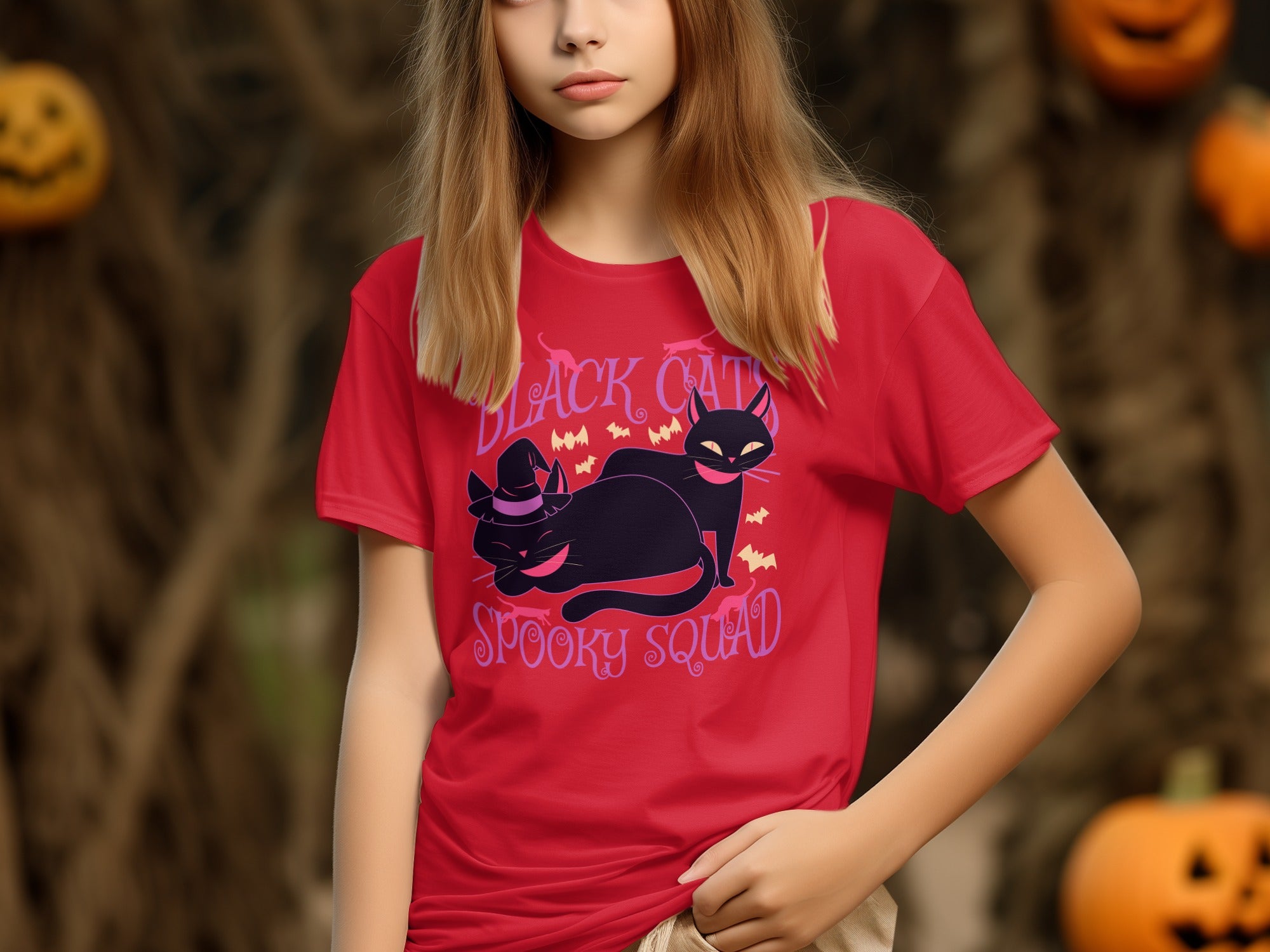 Black Cat Spooky Squad Graphic T-shirt product type