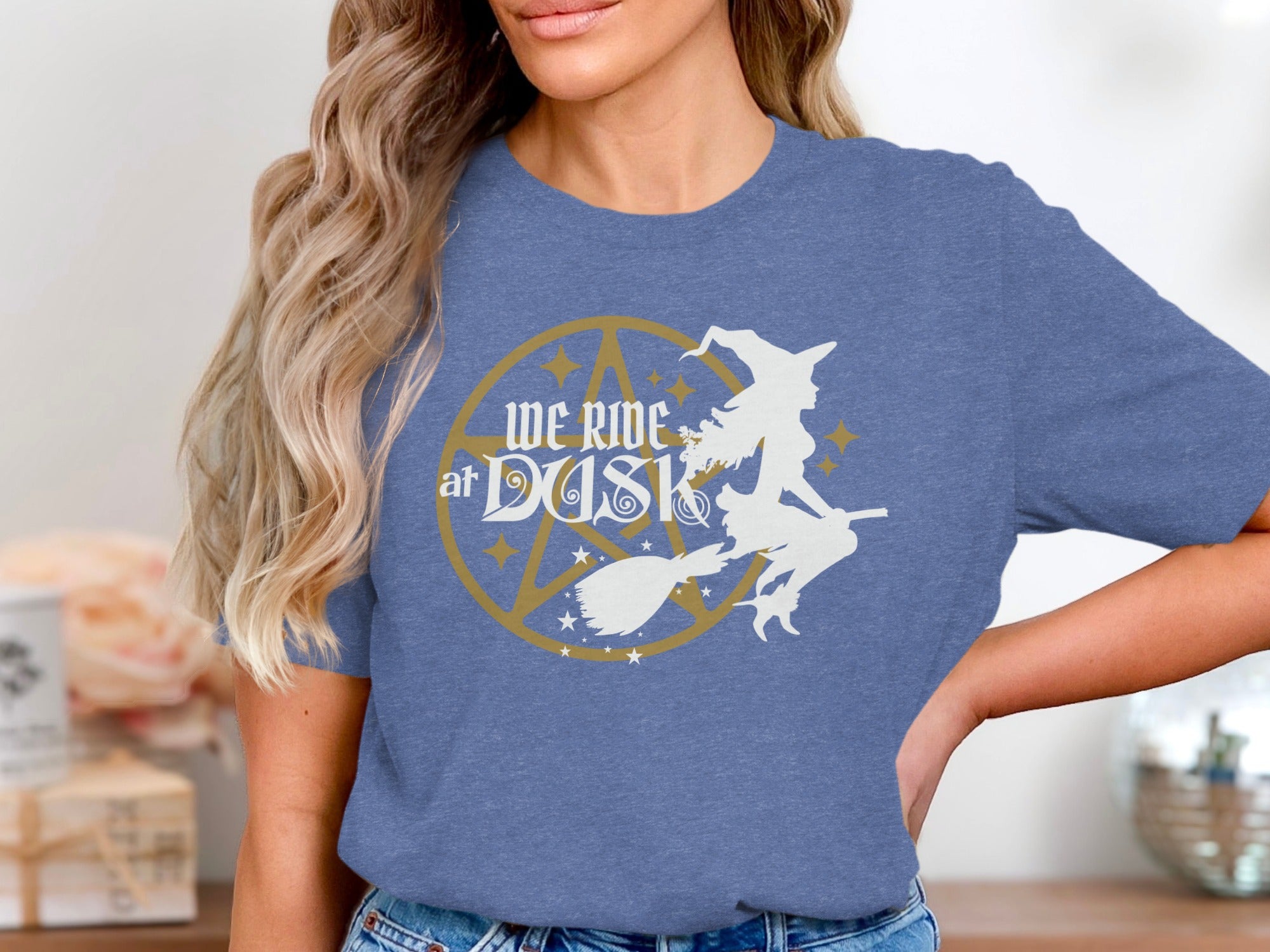 We Ride at Dusk Witch on Broomstick Graphic Tee product type