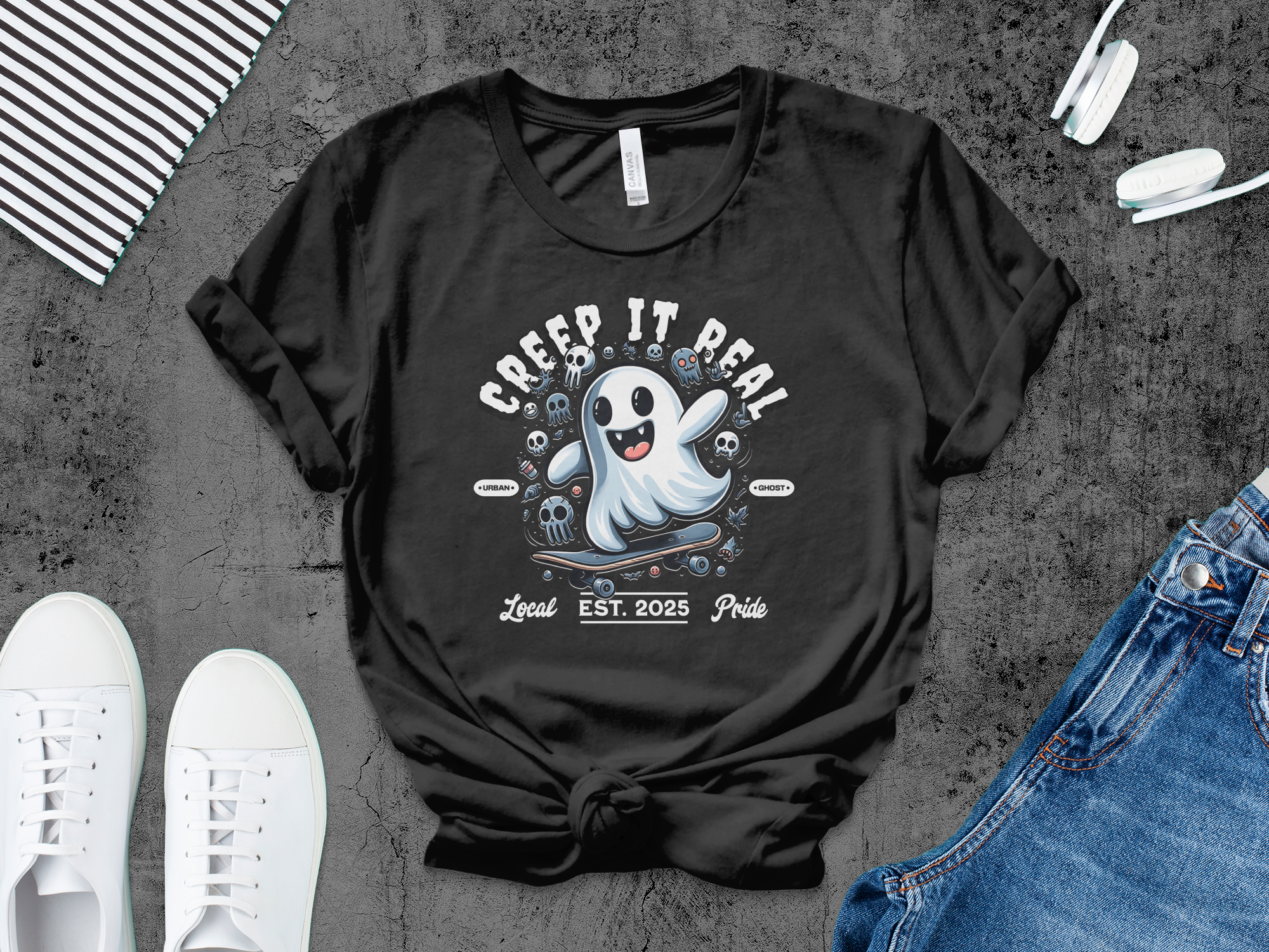 Spooky Ghost Creepin It Real Graphic T-Shirt product type