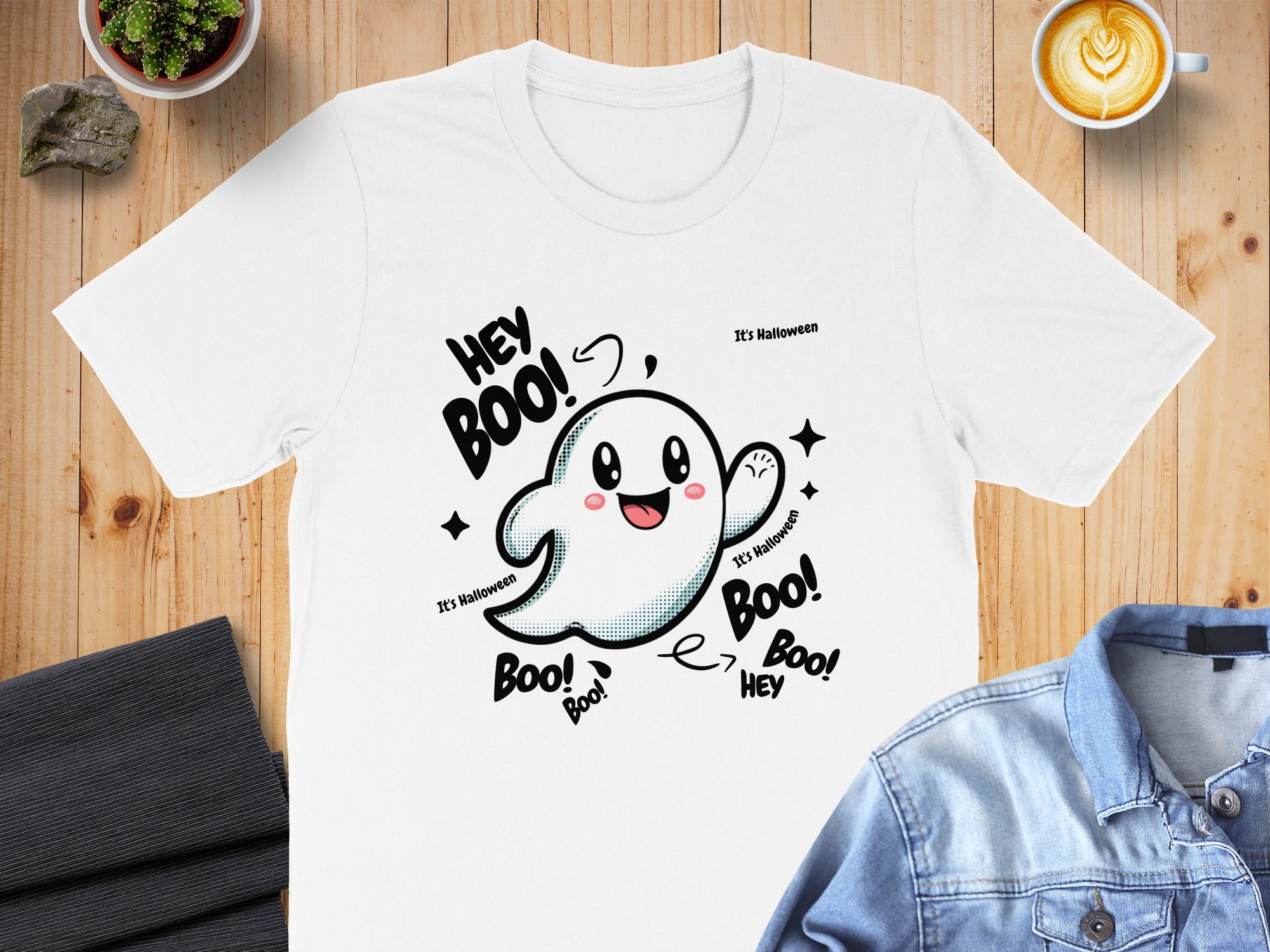 Hey Boo It's Halloween Ghost Graphic Tshirt product