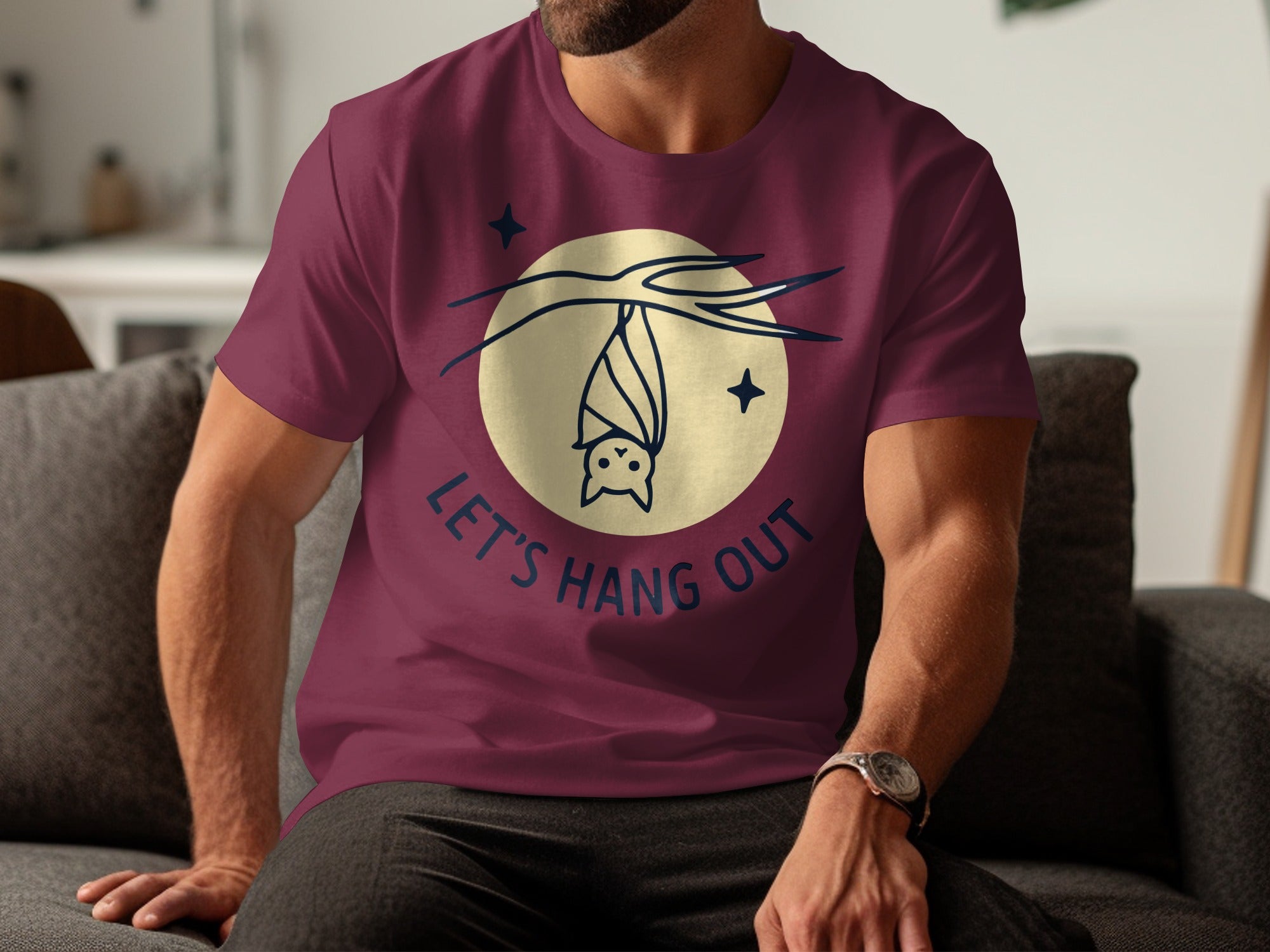 Let's Hang Out Bat Design Graphic Tee product