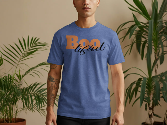 Boo tiful Print on Blue Graphic T-shirt product
