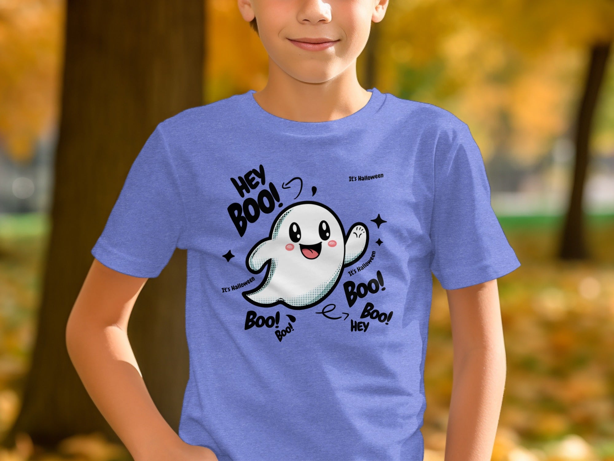 Hey Boo Halloween Ghost Design on Kids T-Shirt product