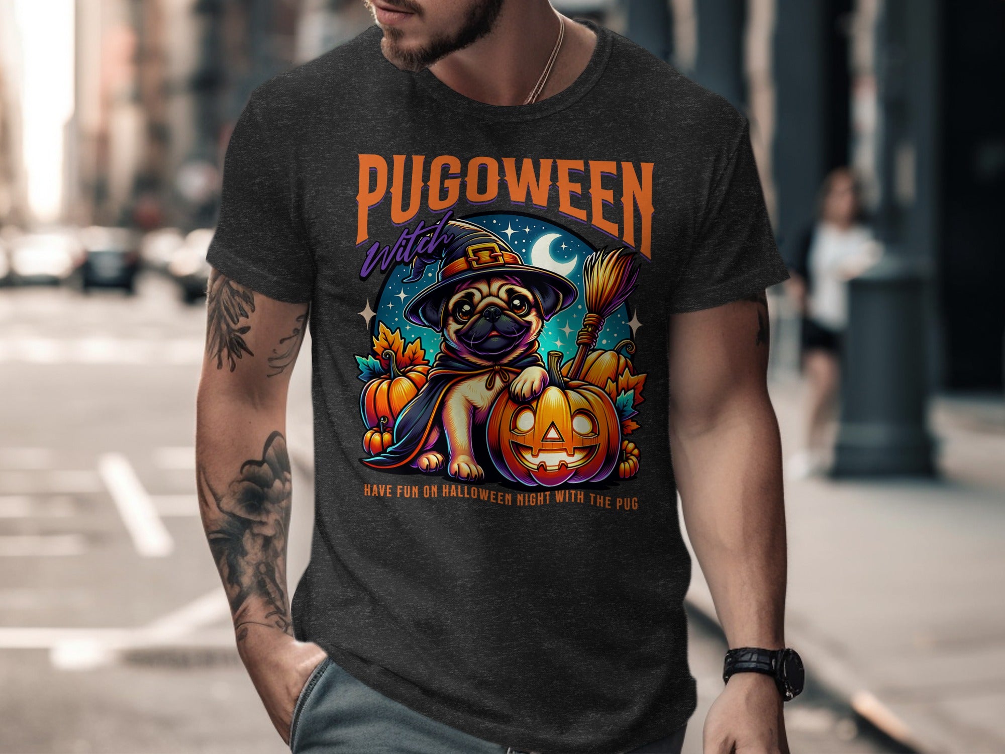 Pugoween Witch Themed T-shirt Perfect Halloween Product