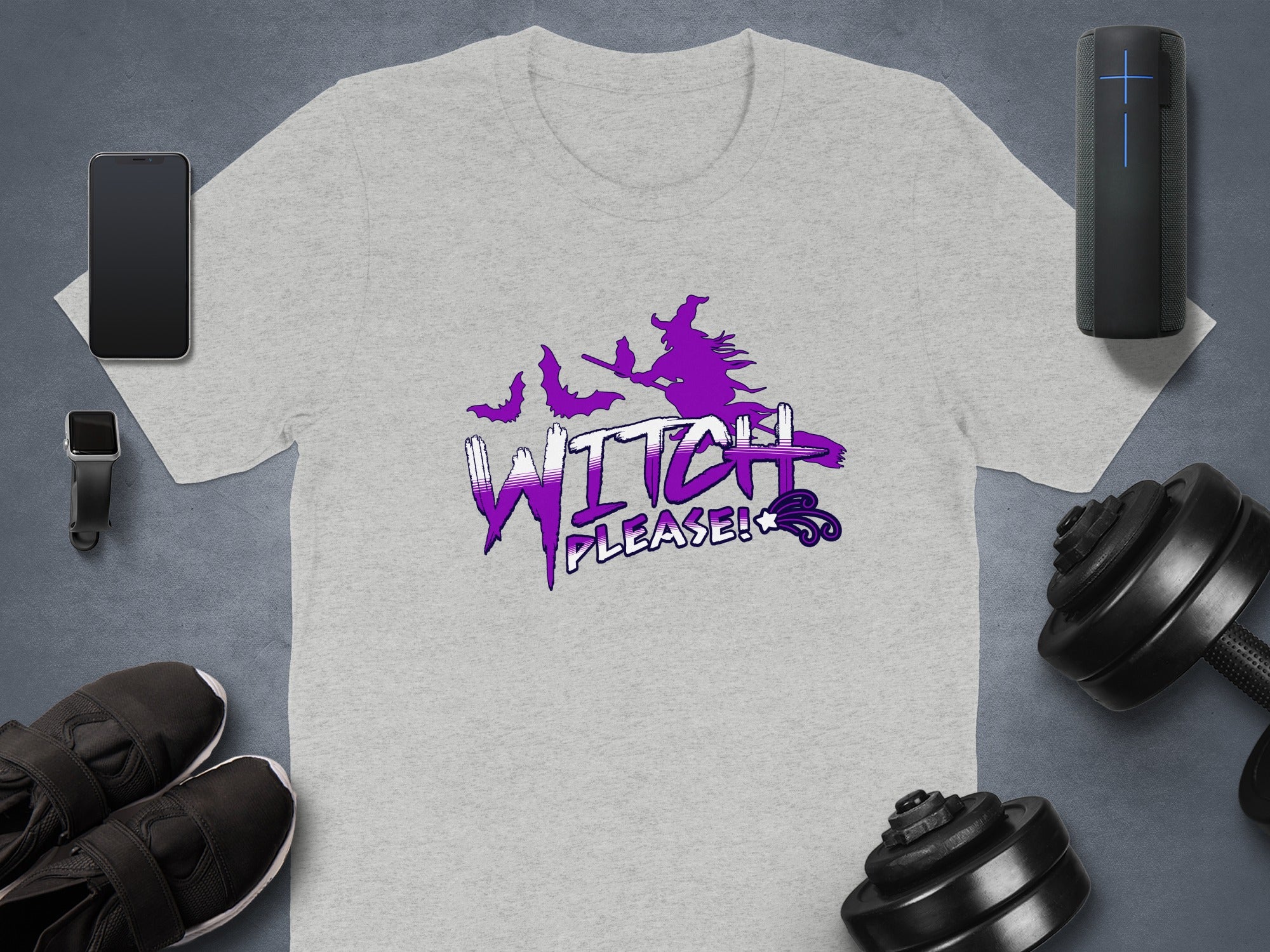 Witch Please Purple and White Graphic T-Shirt product