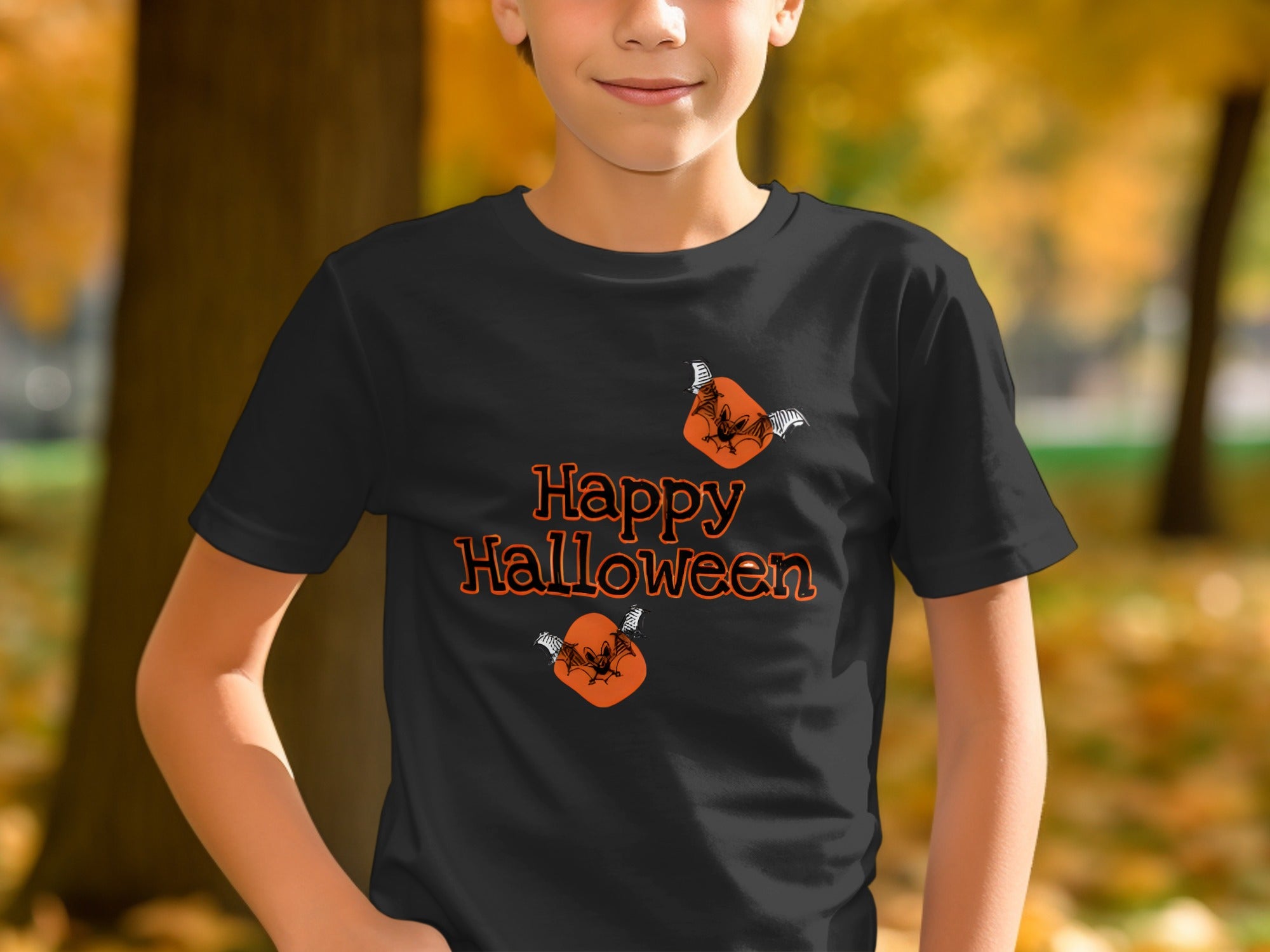 Happy Halloween Design on Black T-shirt product