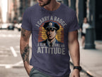Graphic Tee Featuring Badge Gun Attitude Design product type
