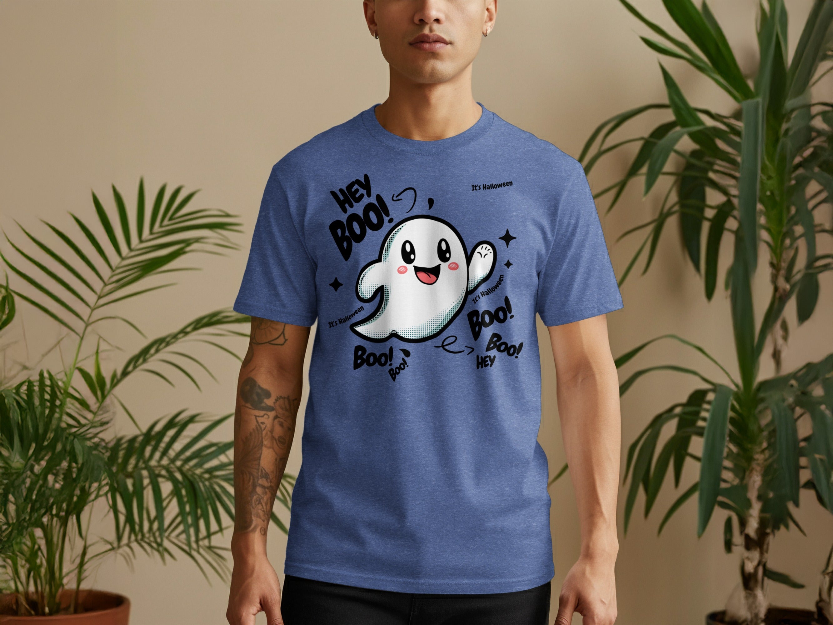 Hey Boo Funny Graphic Ghost Casual Shirt product