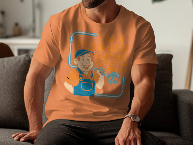 Plumber Graphic Orange Tee I'm a Plumber Lay Pipe Product type