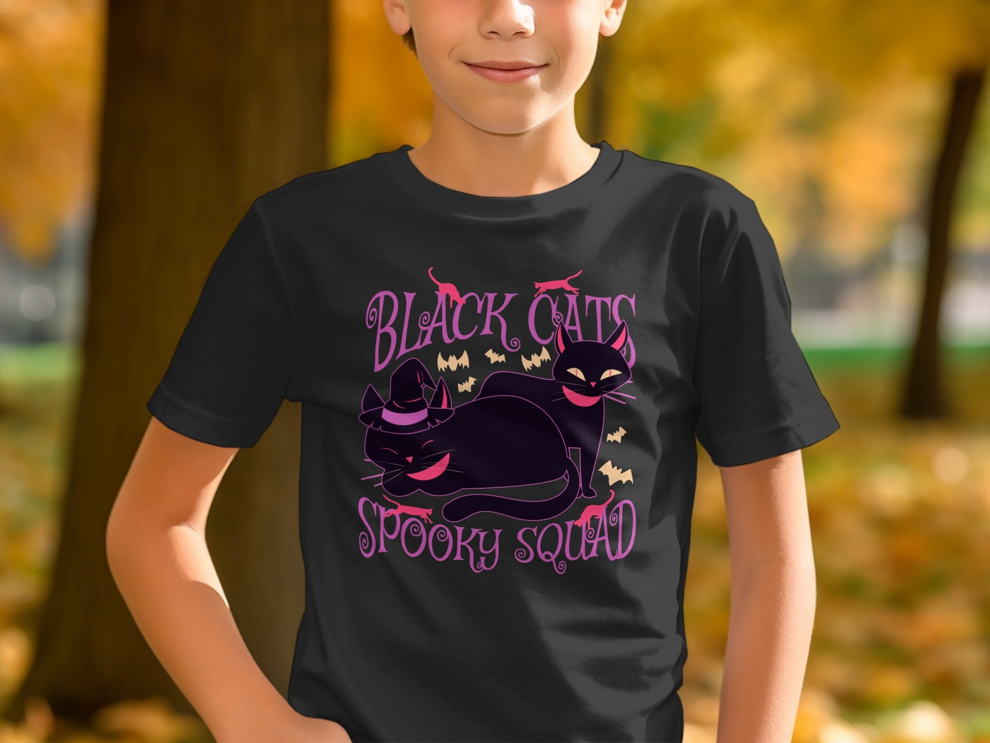 Black Cats Spooky Squad Bold Fun Graphic T-Shirt product type
