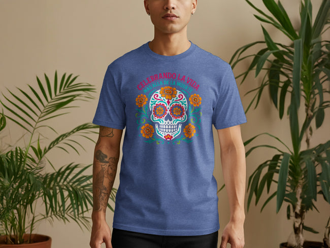 Celebrando La Vida Colorful Skull T-Shirt product type