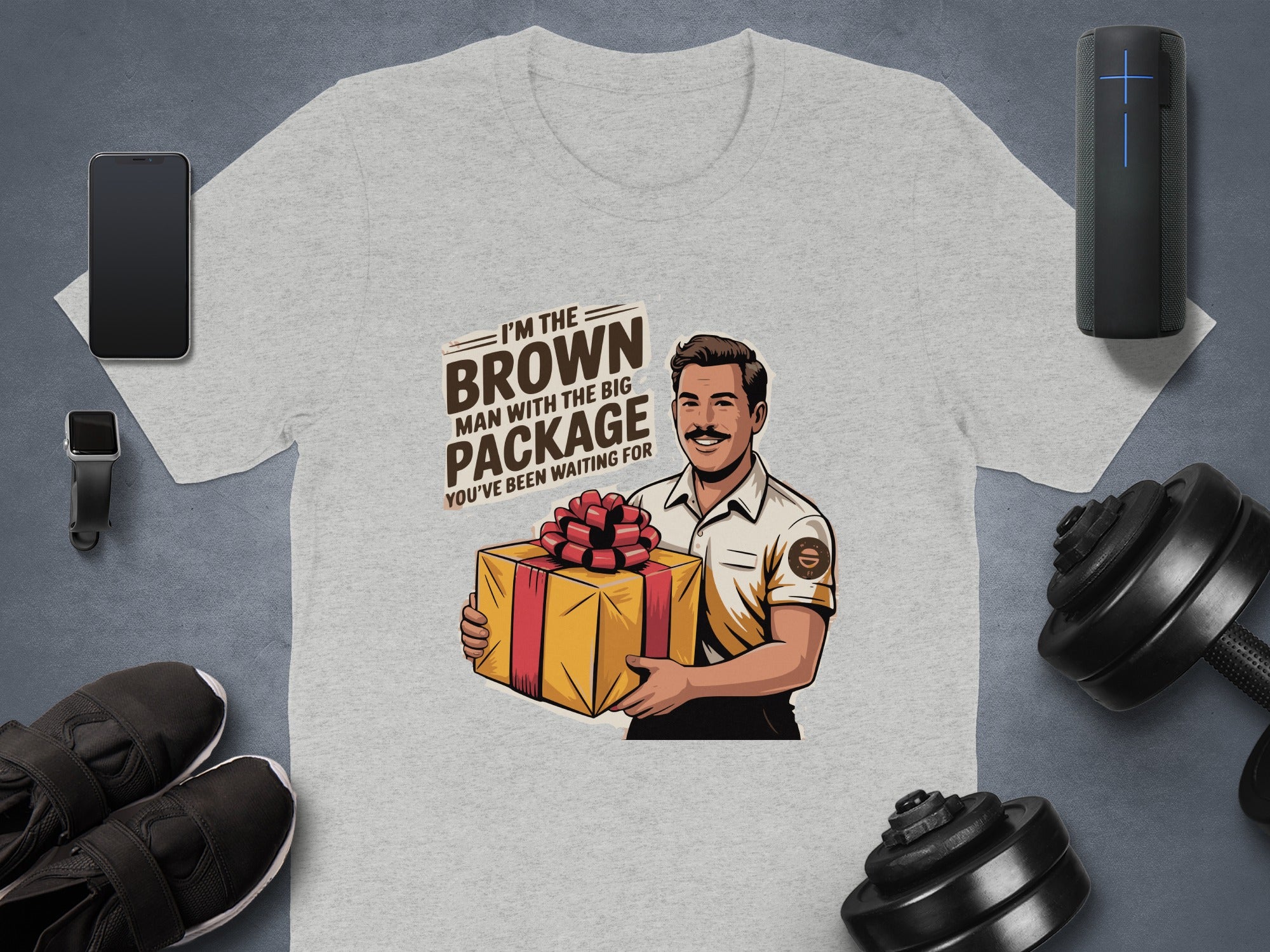 Brown Man with Big Package Graphic Shirt product type