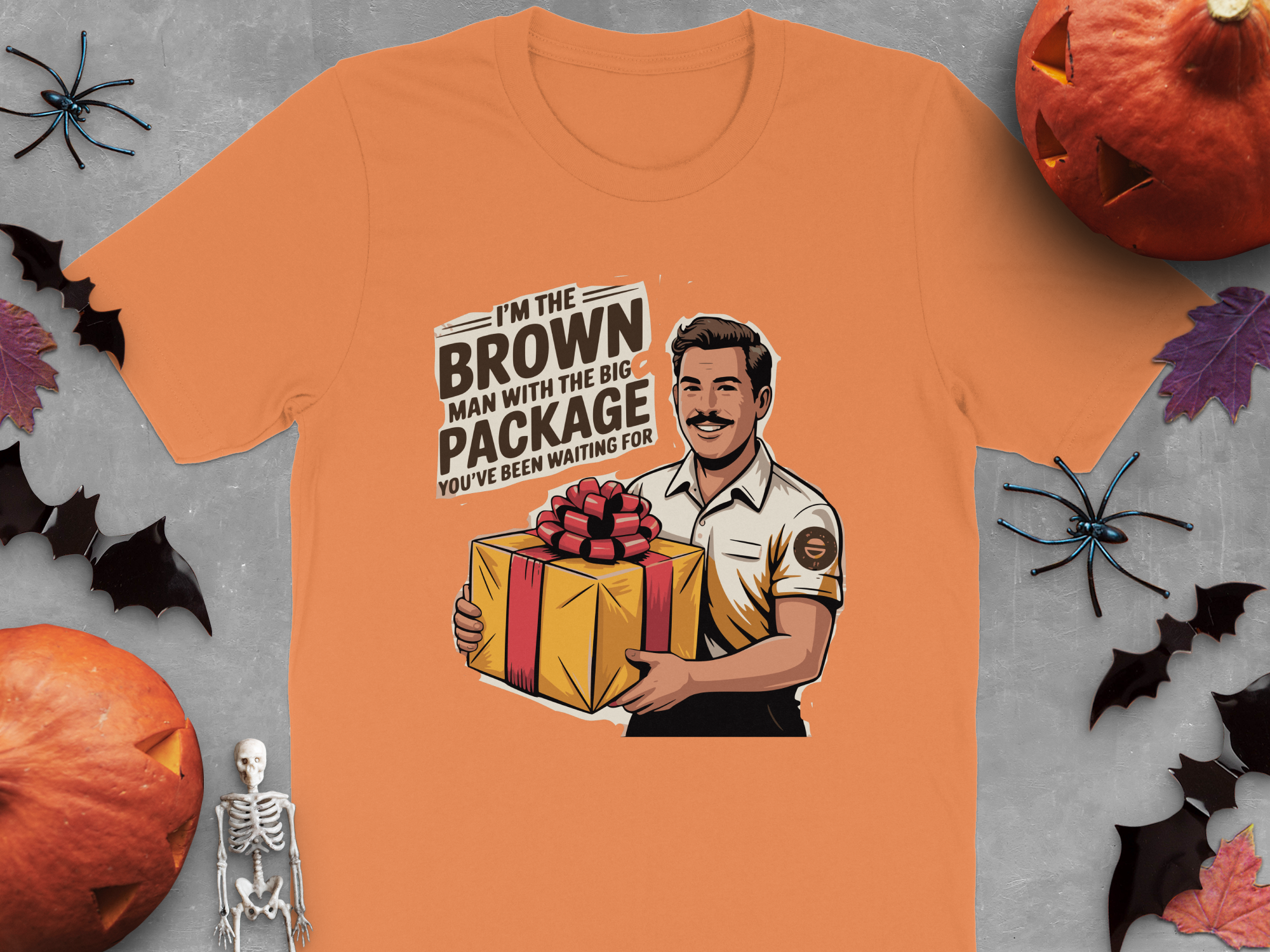 Brown Man Holding Big Package T-shirt Halloween product
