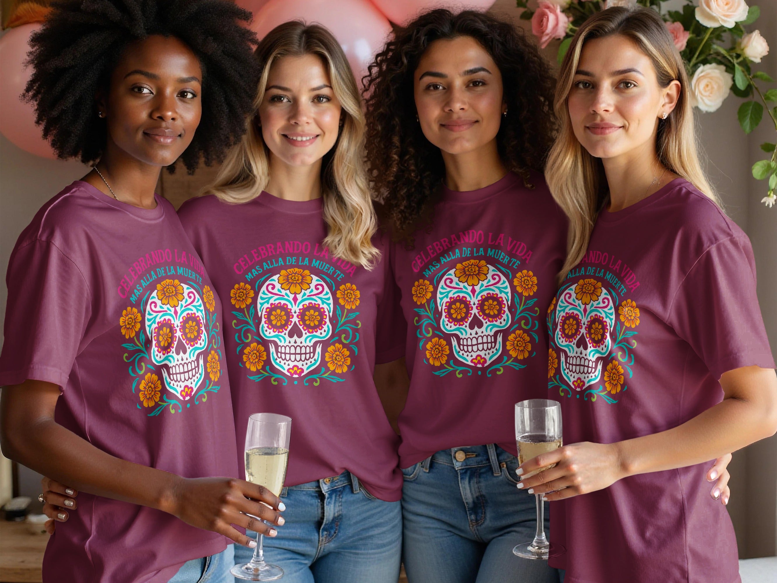 Celebrando La Vida Sugar Skull Art T-shirt product type