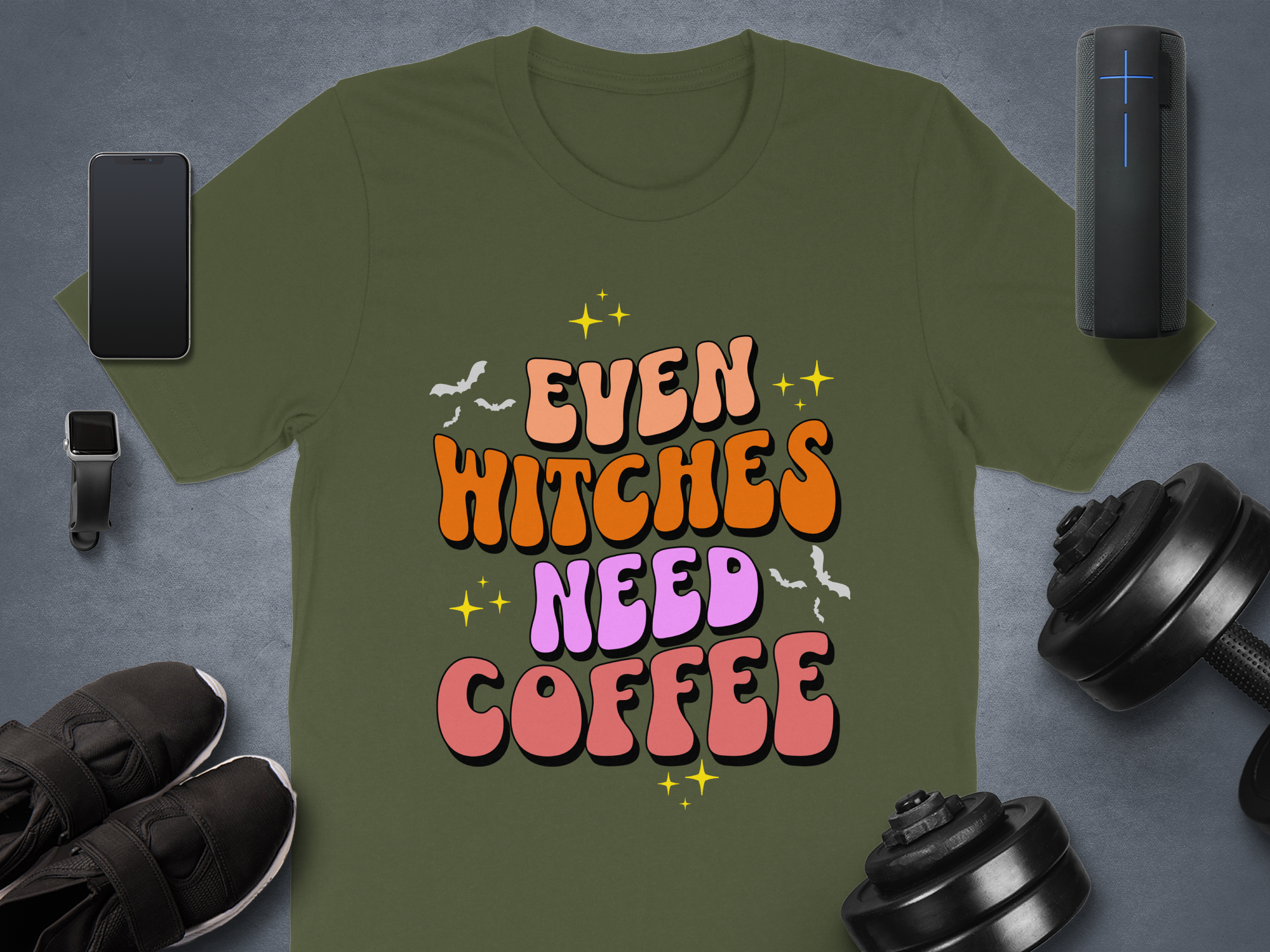 Even Witches Need Coffee Graphic Tee product