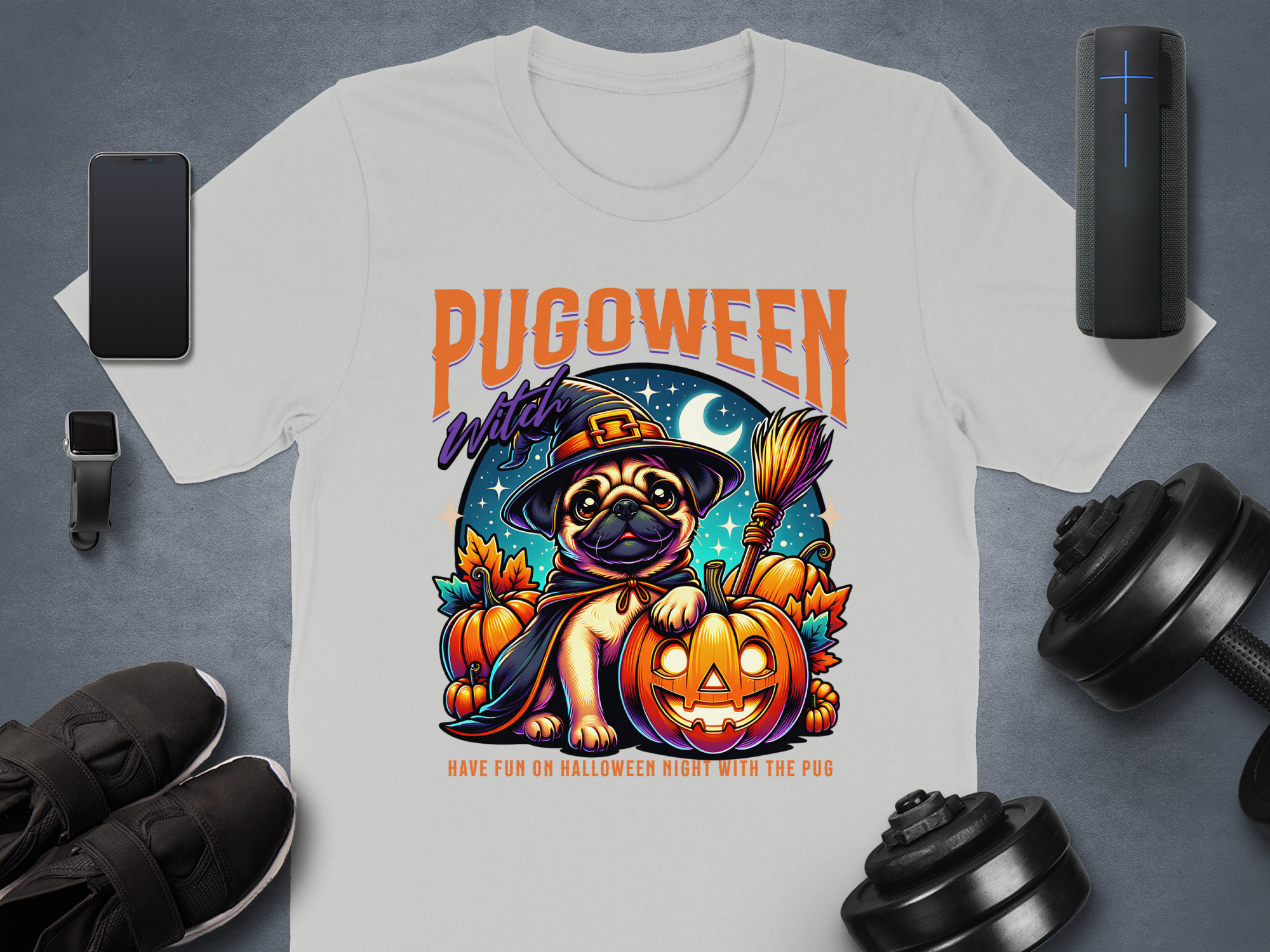 Pugoween Witch Have Fun on Halloween Night T-shirt product