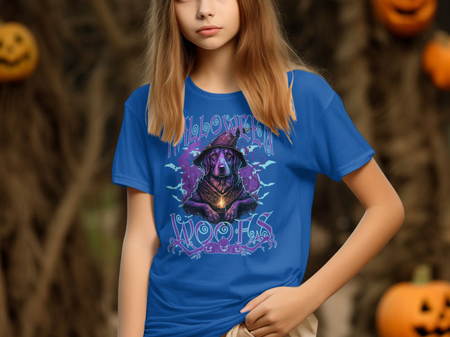 Halloween Wood Dog Graphic Short Sleeve Shirt product