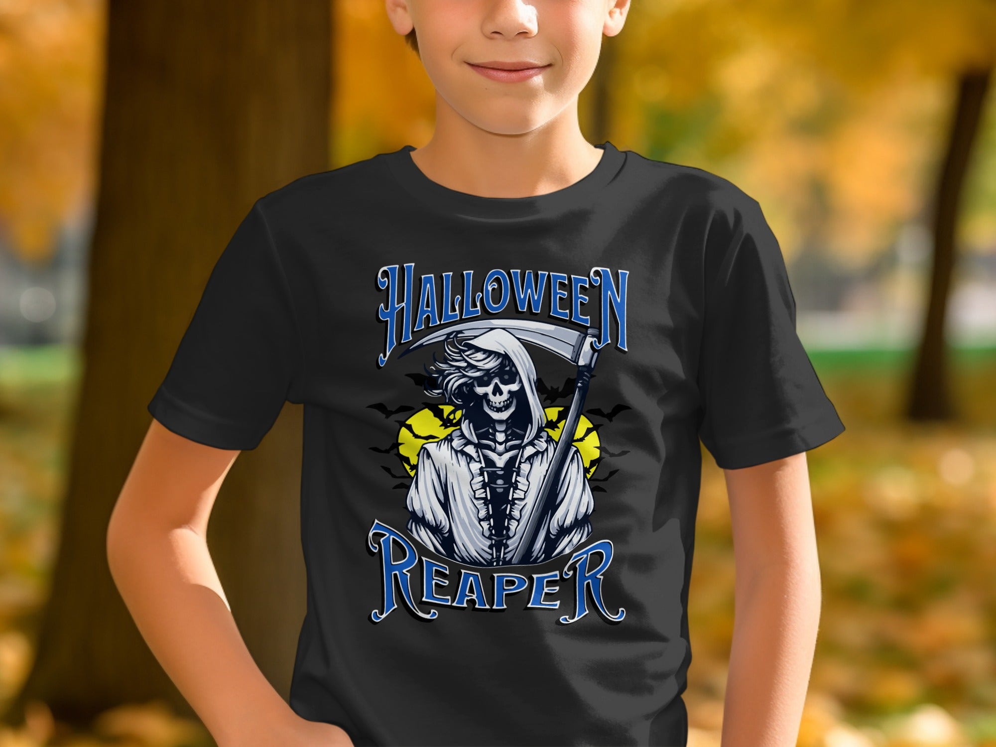 Halloween Reaper Skull Graphic Kids T-Shirt product