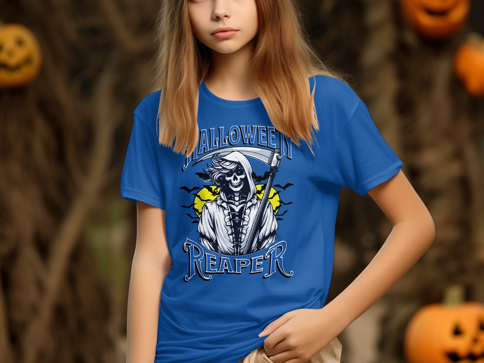 Halloween Reaper Design Perfect Blue T-Shirt Product