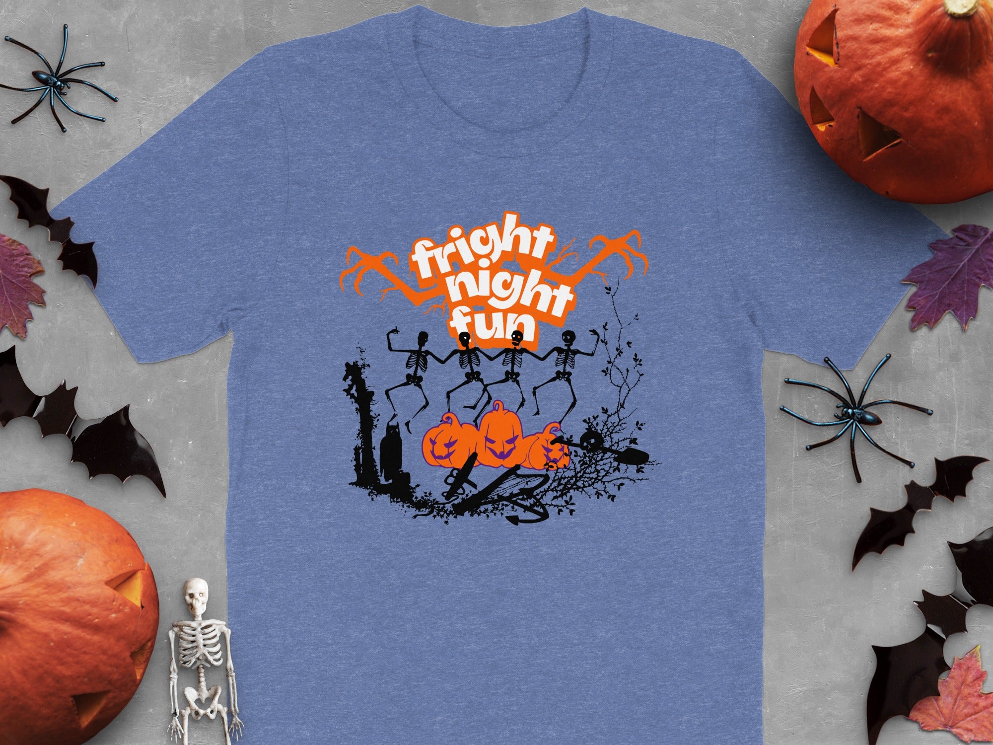 Fright Night Fun Halloween Themed Blue Graphic T-shirt Product